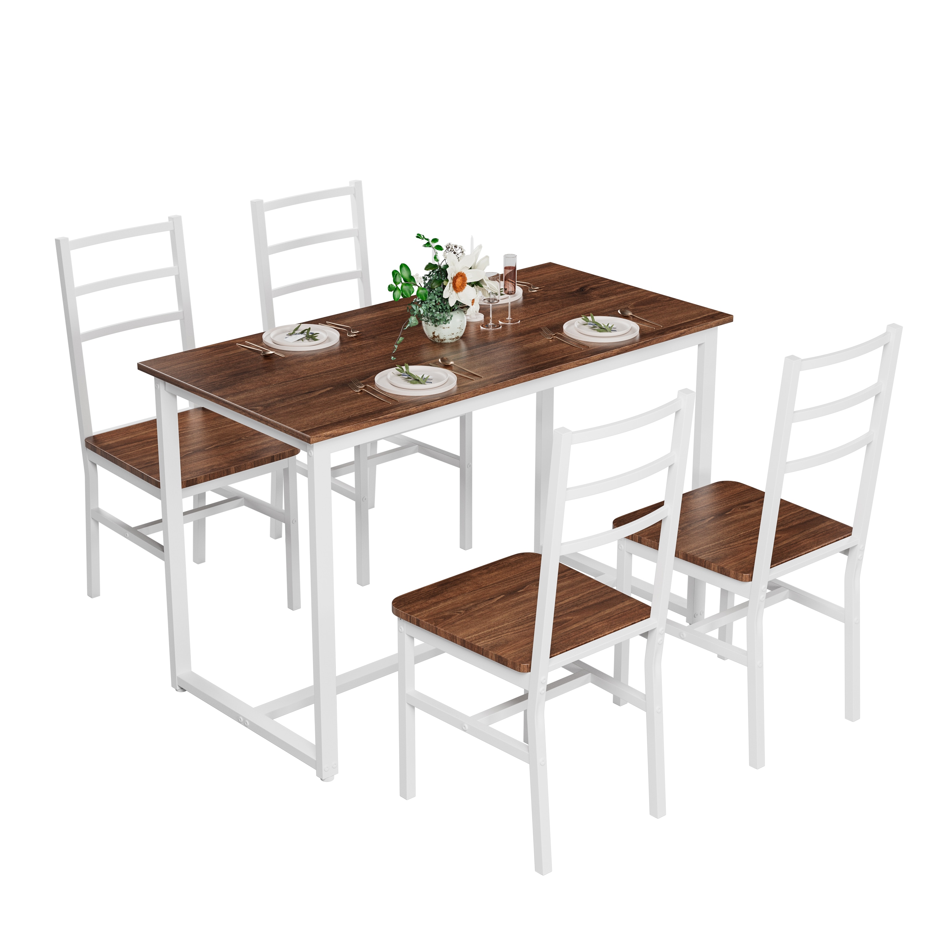Hrinhom Brown Contemporary/Modern Dining Room Set with Rectangular Table ( Seats 4 )