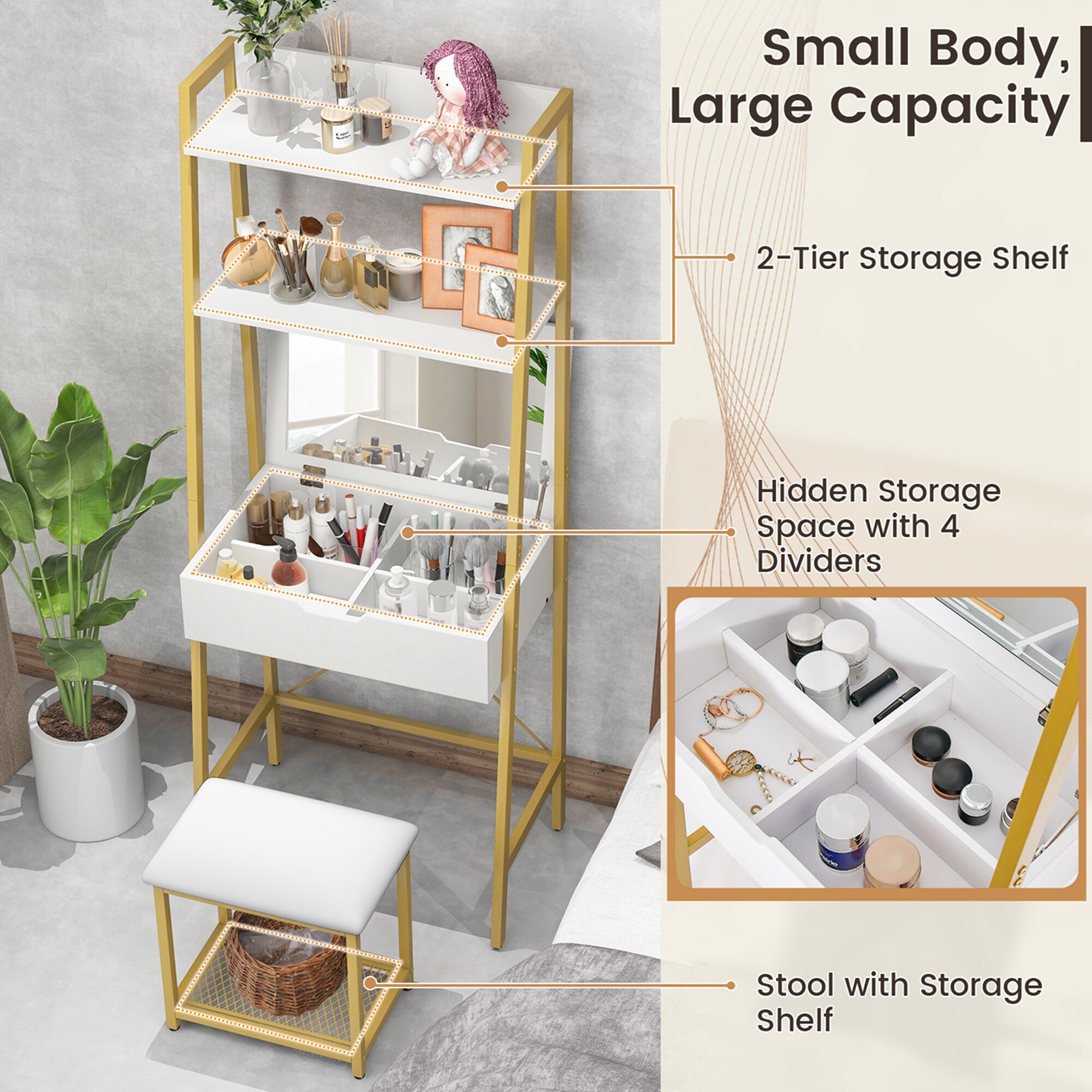 Costway CLS00041 Bedroom-Vanities - View #5