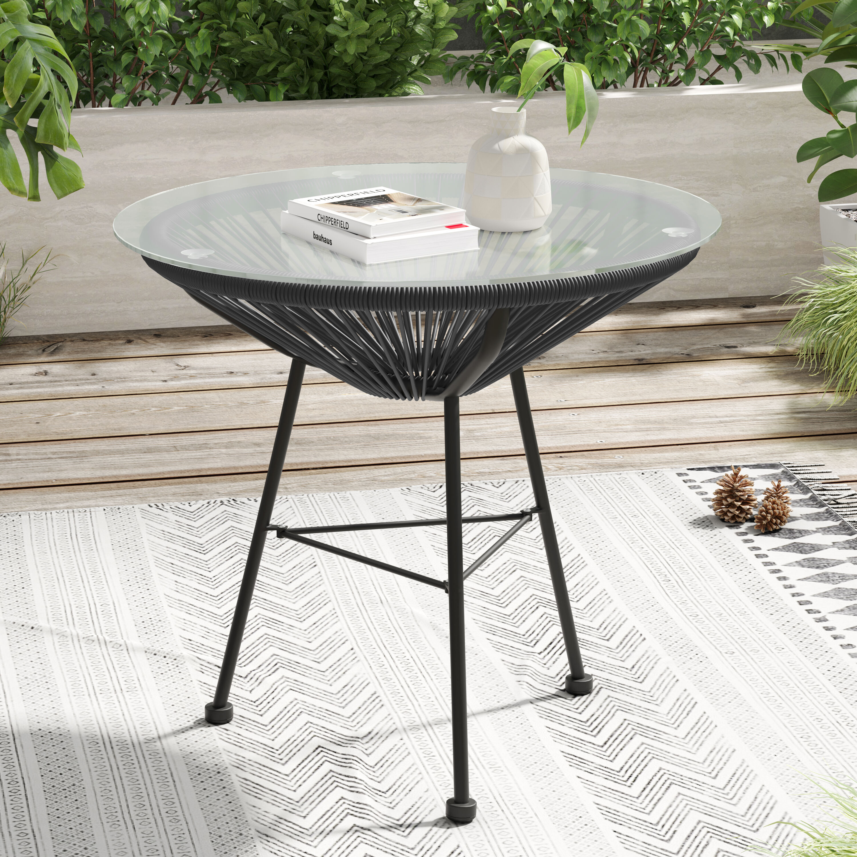 Octans SL2C00253 OCTANS Round Wicker Outdoor End Table 17.75-in W x 17.75-in L