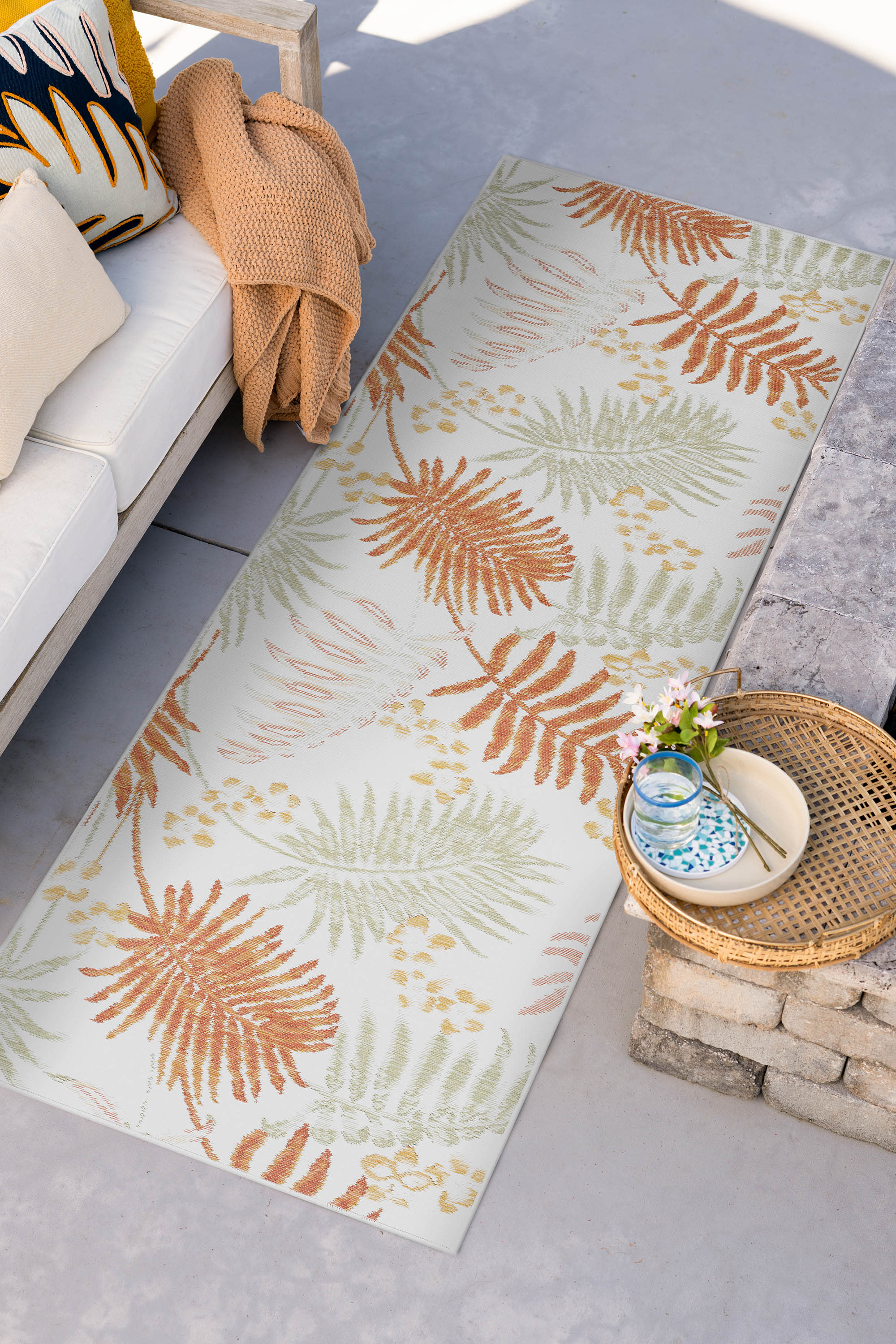Tayse FLO1222 2X8 Flora 2 x 8 (ft) Loomed Polypropylene Orange Rectangular Indoor/Outdoor Runner rug