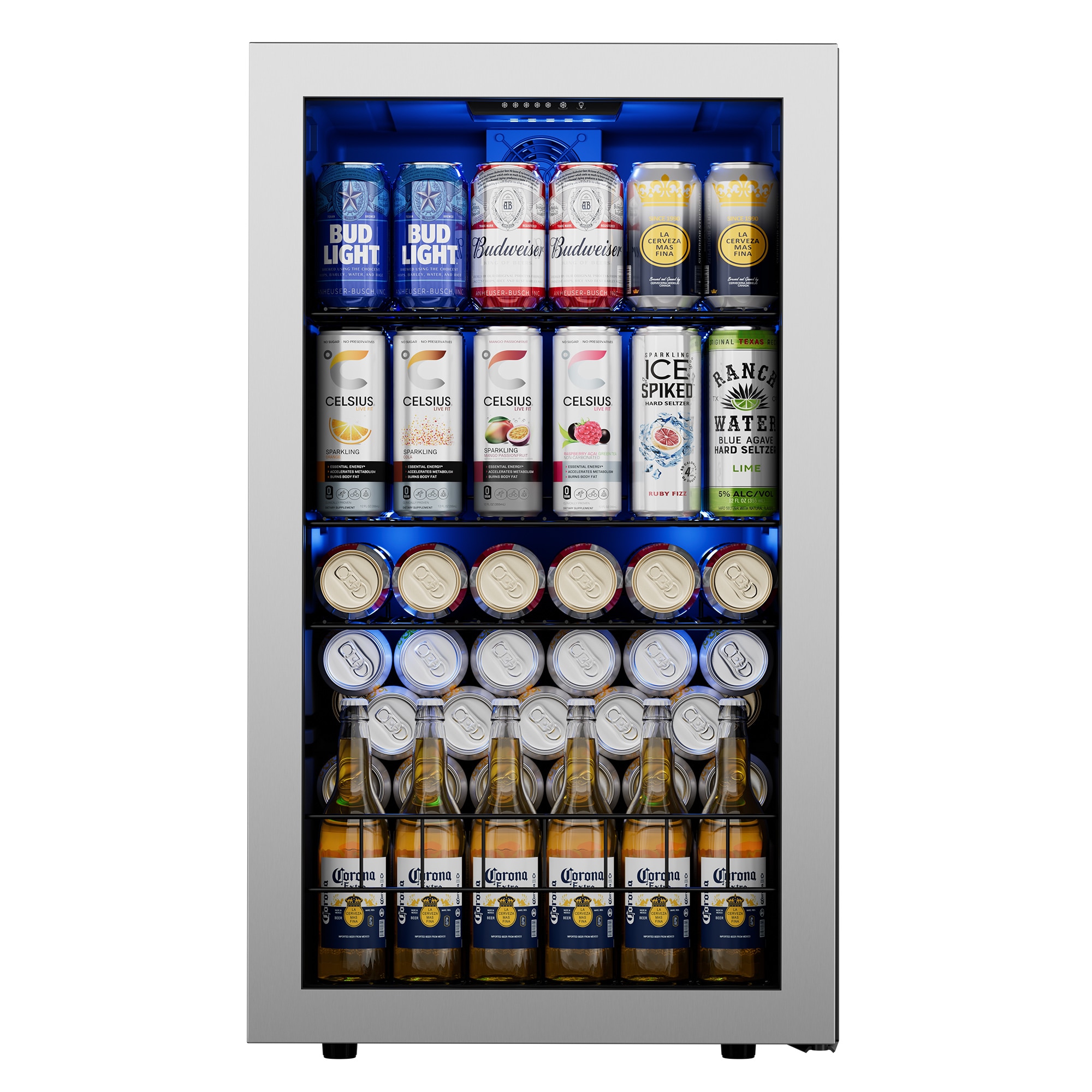 Ca'Lefort CLF-BSJC95-LS 18.8-in W 142 -Can Capacity Stainless Steel Freestanding Indoor Beverage Refrigerator with Glass Door