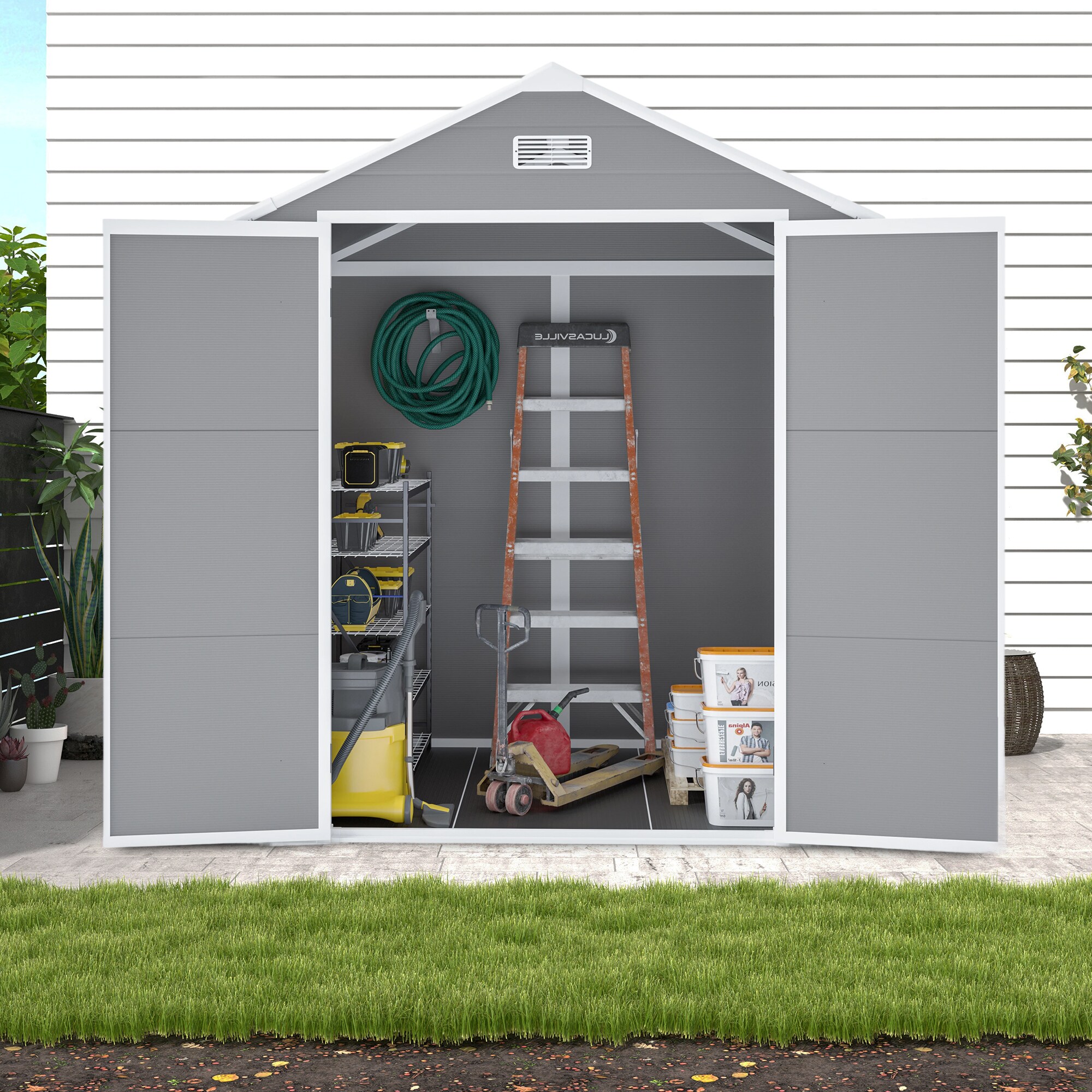 LOVMOR SF-M-W1598S00021 Campcraft 6x5ft resin storage shed  high quality pp material strong structure waterproof rust and UV proof large storage space 12mm thick