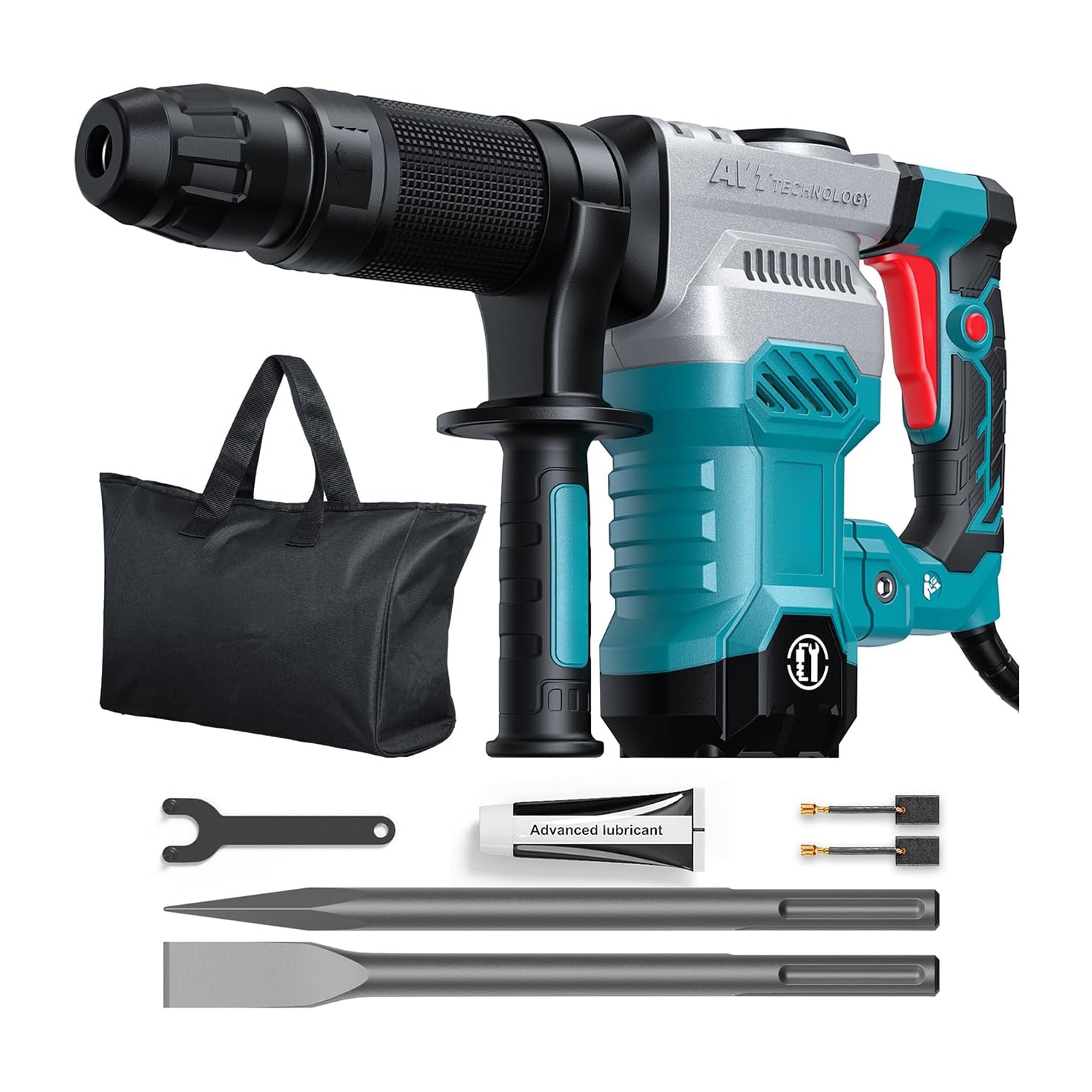 Afoxsos SDS Max Electric Demolition Jack Hammer 11 Amp 4100 BPM Lightweight 12.8 lb Vibration Control Kit with Chisels Tool Bag Grease #LAF0116D03