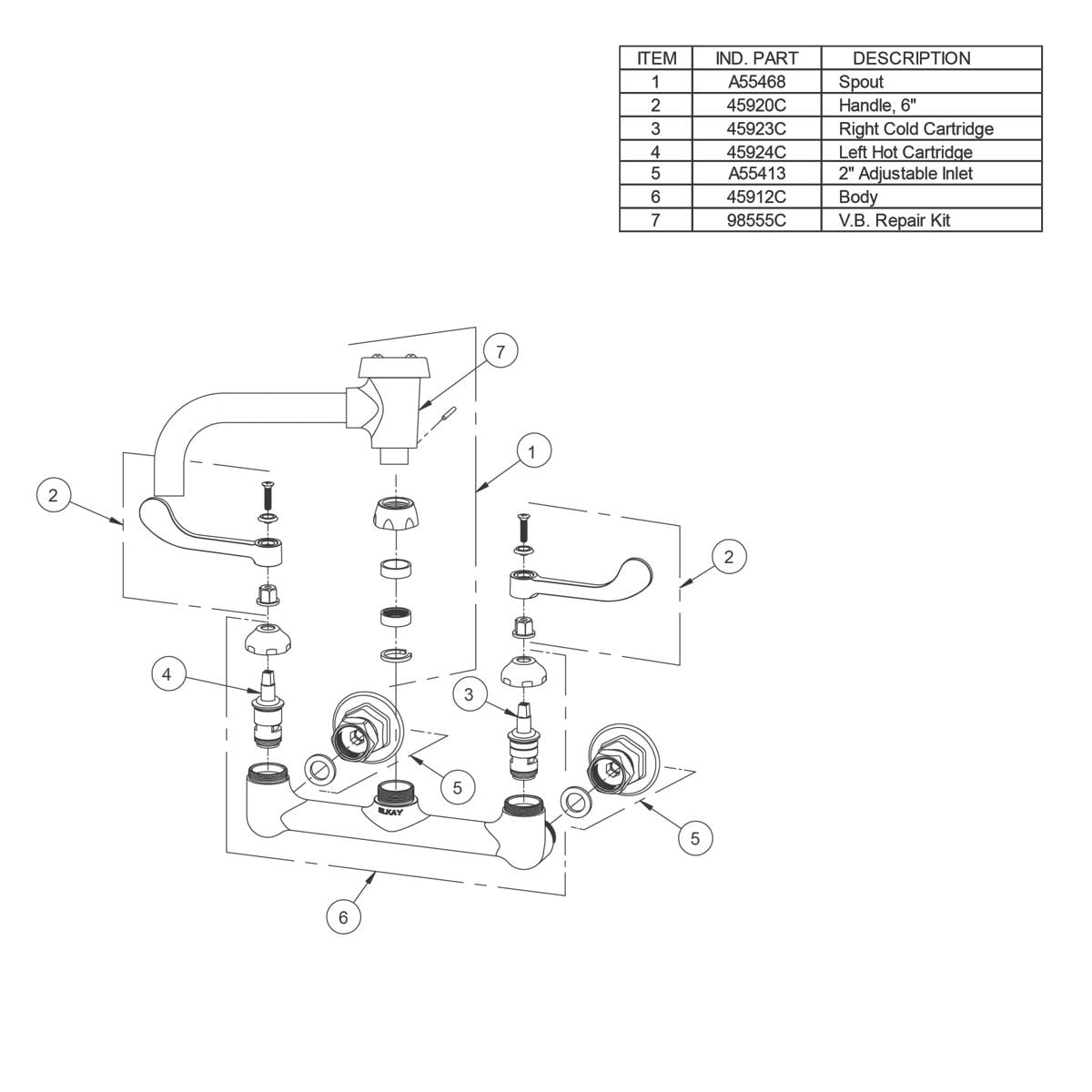 Elkay Chrome Double Handle Wall Mount Commercial Kitchen Faucet At   49494272 