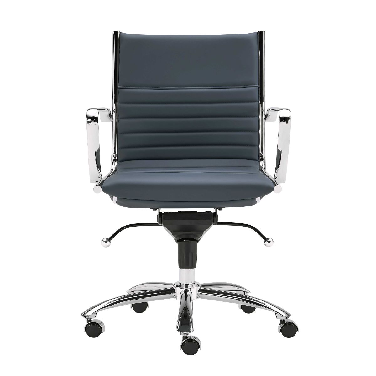HomeRoots 370532 Amelia Blue Contemporary Adjustable Height Swivel Faux Leather Task Chair
