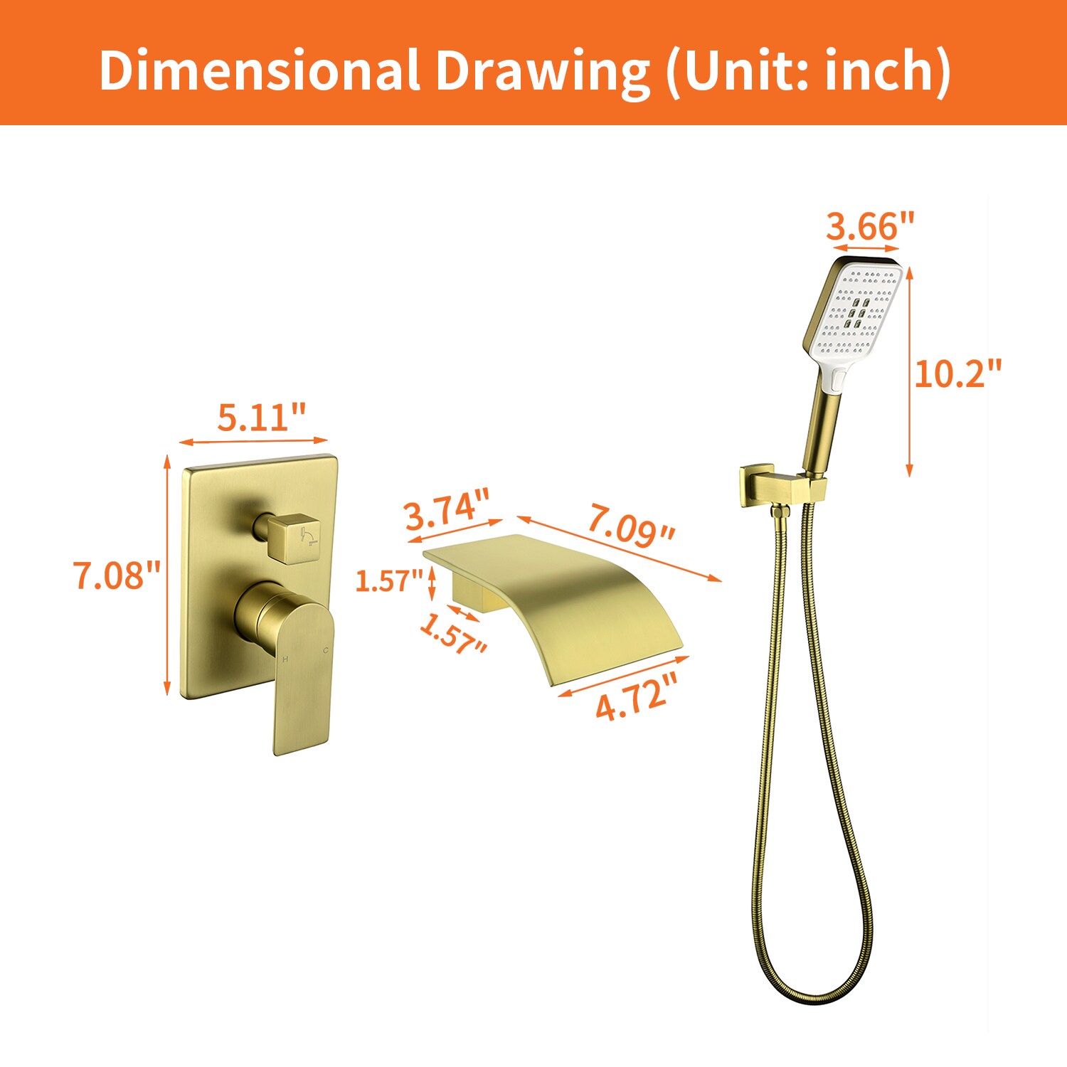 WELLFOR SPA-88020BG Roman-Tub-Faucets - View #2