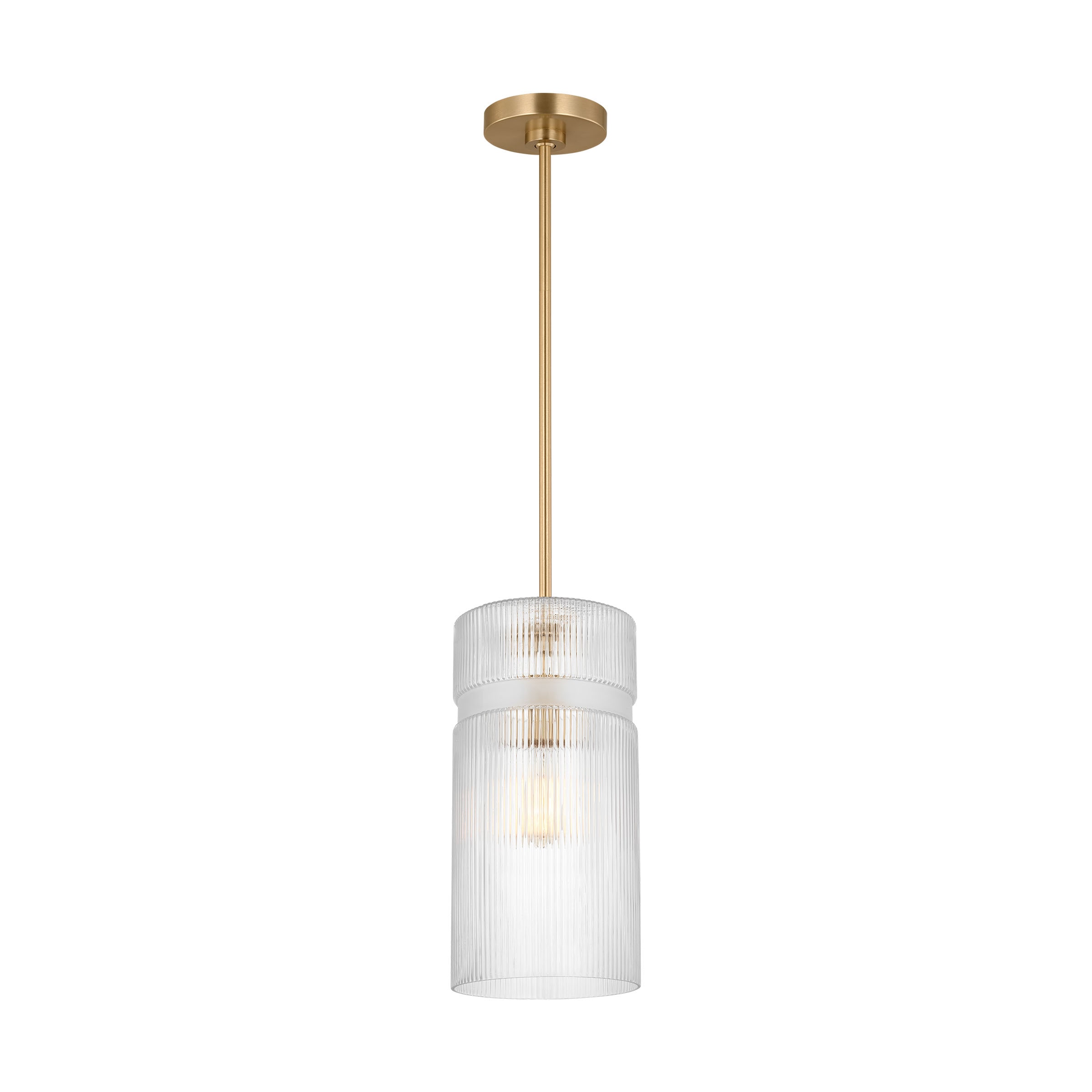 Scott Living DJP1211SB Liouet 1 -Light Satin Brass Transitional Ribbed glass Geometric Small Hanging Pendant light