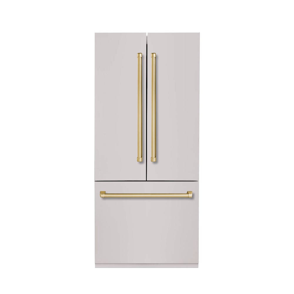 Hallman HBBIFD36PNLSSBS Counter-Depth 19.6-cu ft 3 -Door Built-In French Door Refrigerator with Ice Maker with Water and Ice Dispenser ( Stainless Steel ) ENERGY STAR Certified