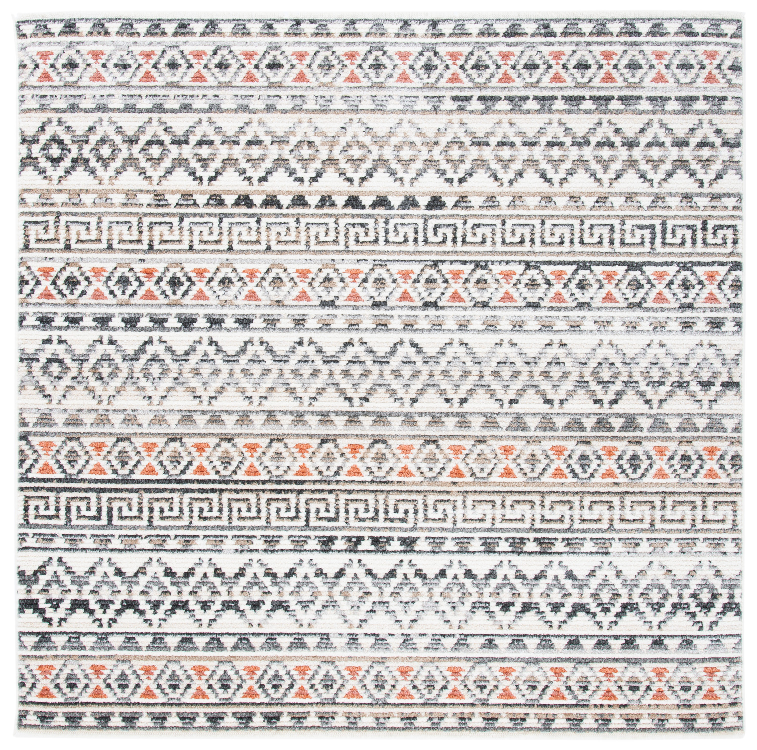 Safavieh SED883C-6SQ Sedona 6 x 6 (ft) Loomed Polypropylene Ivory/Dark Gray Square Indoor Abstract Bohemian/Eclectic Area rug