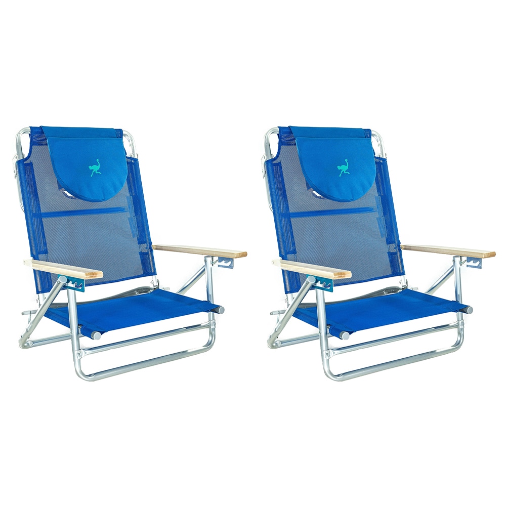 Ostrich Polyester Blue Folding Beach Chair (Adjustable and Carrying ...