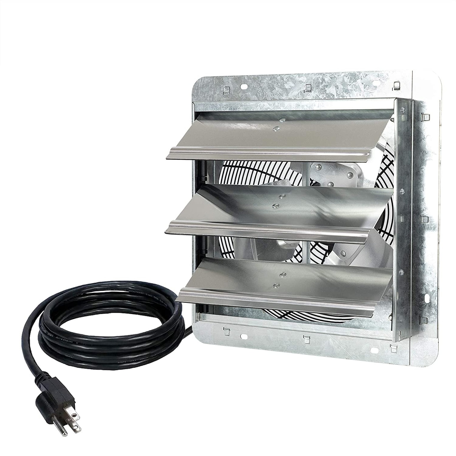 iLIVING Automatic Shutter Exhaust Fan 12-in Hardwired Indoor Silver Wall Mounted Fan #ILG8SF12V