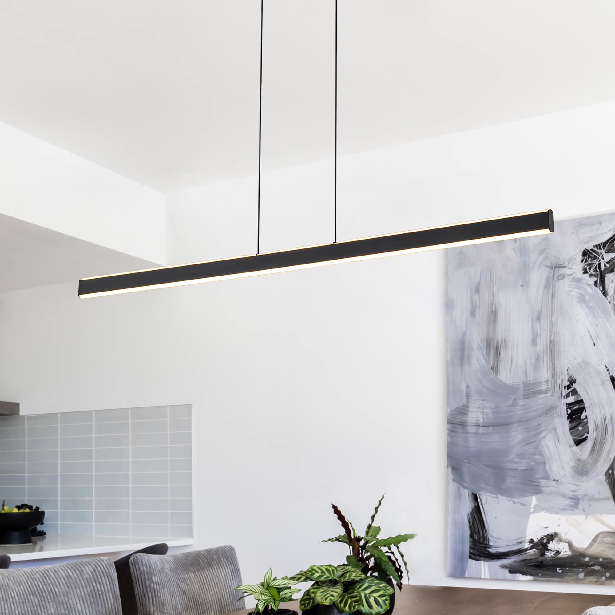 EDISLIVE Y81010000058778 1 -Light Matte Black Modern/contemporary Linear Large Hanging Kitchen island light