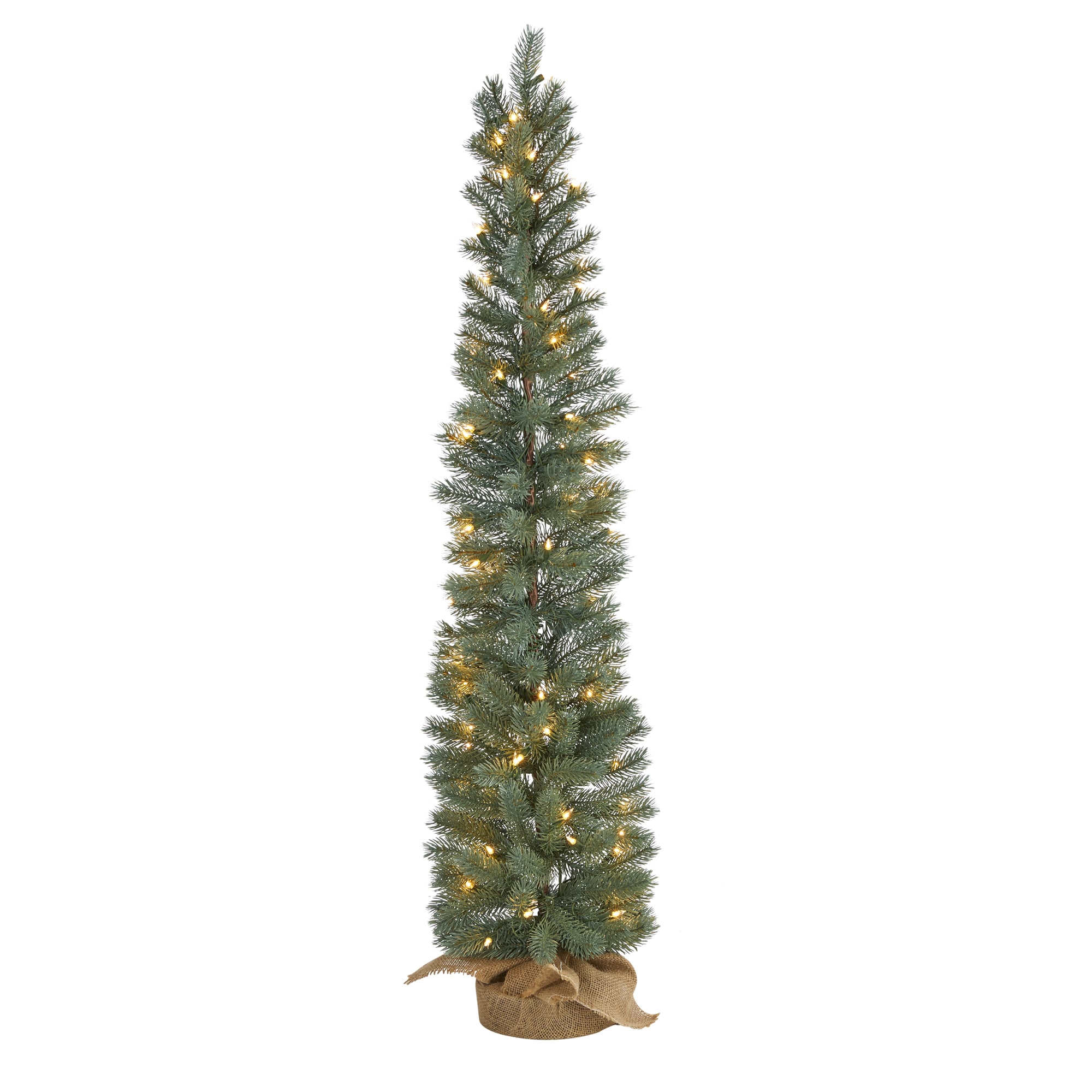 4ft Green Pine Artificial Christmas Tree with Warm White Lights and Burlap Base