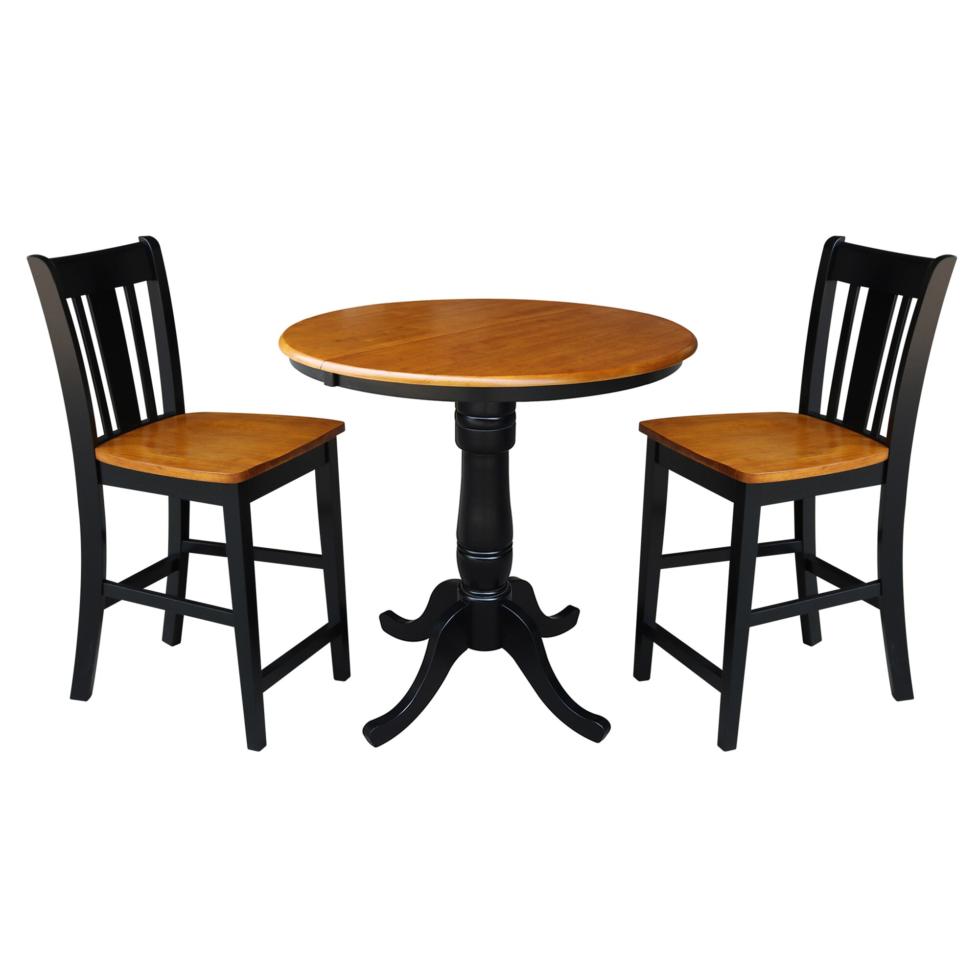 International Concepts K57-36RXT-6B-S102-2 Black/cherry Traditional Dining Room Set with Round Table ( Seats 2 )