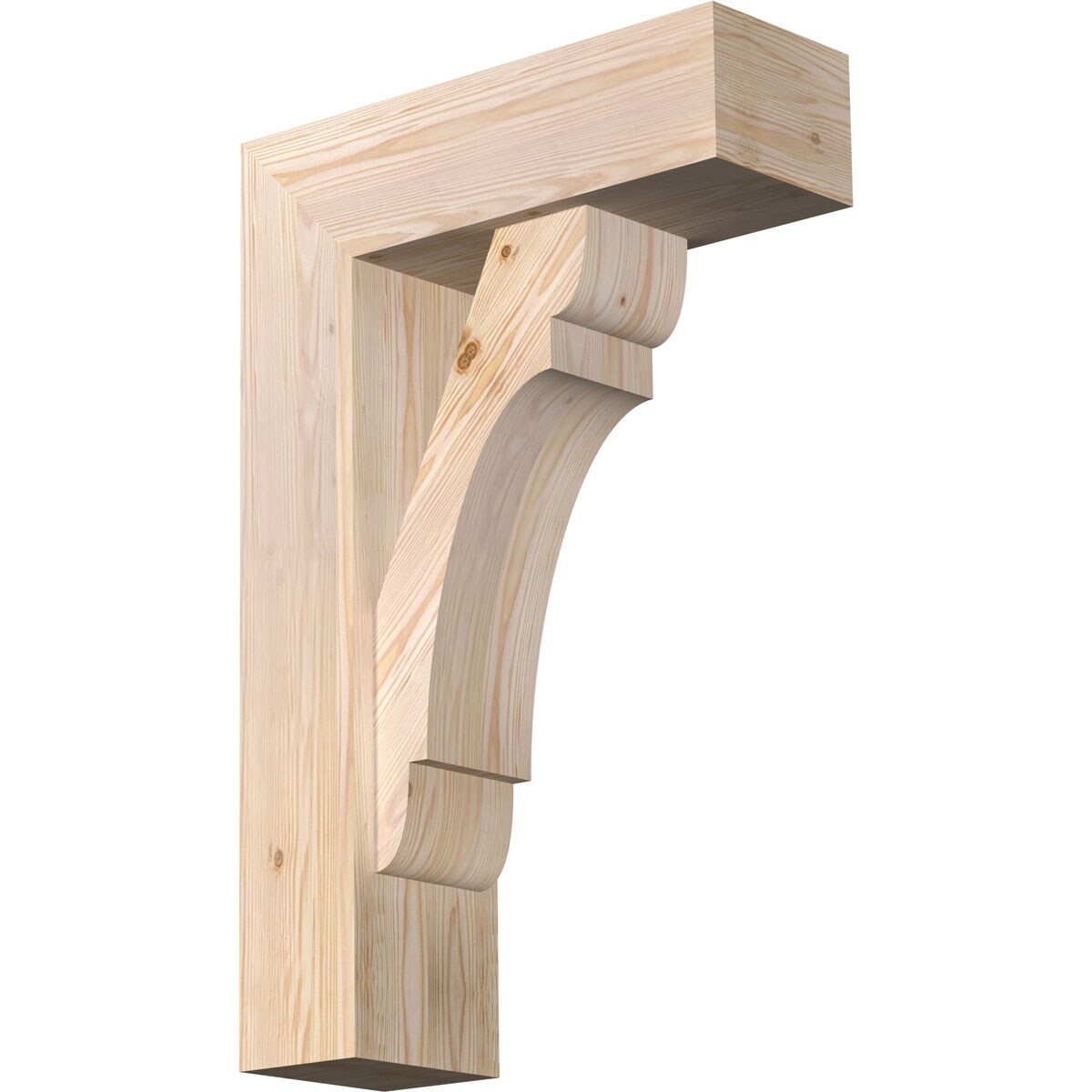 Ekena Millwork 1463773 Olympic block smooth bracket with offset brace Douglas Fir Wood Standard Bracket