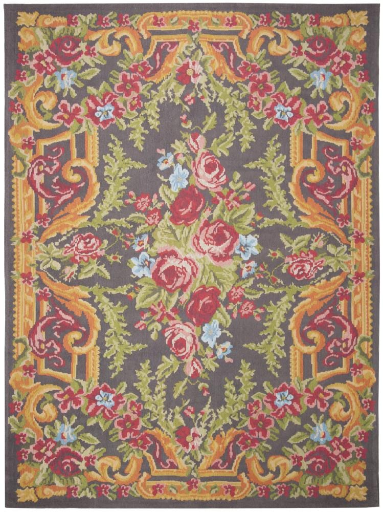 Safavieh CLV112F-8 Classic Vintage Kasta 8 x 10 (ft) Loomed Polyester Gray/Rose Rectangular Indoor Floral/Botanical Area rug
