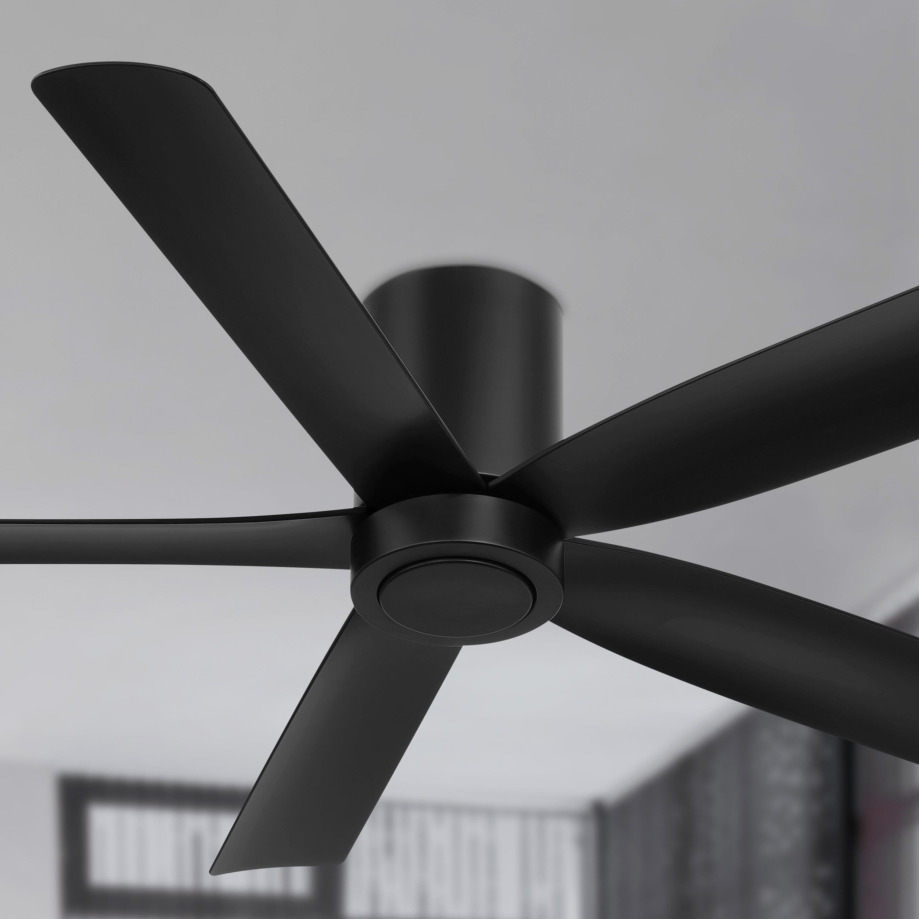 Arranmore Lighting & Fans AR-5002MB-52 CORMAC 52-in Outdoor Flush Mount Matte Black with Matte Black Blades Ceiling Fan Without Light - Remote Included ( 5 -Blade )