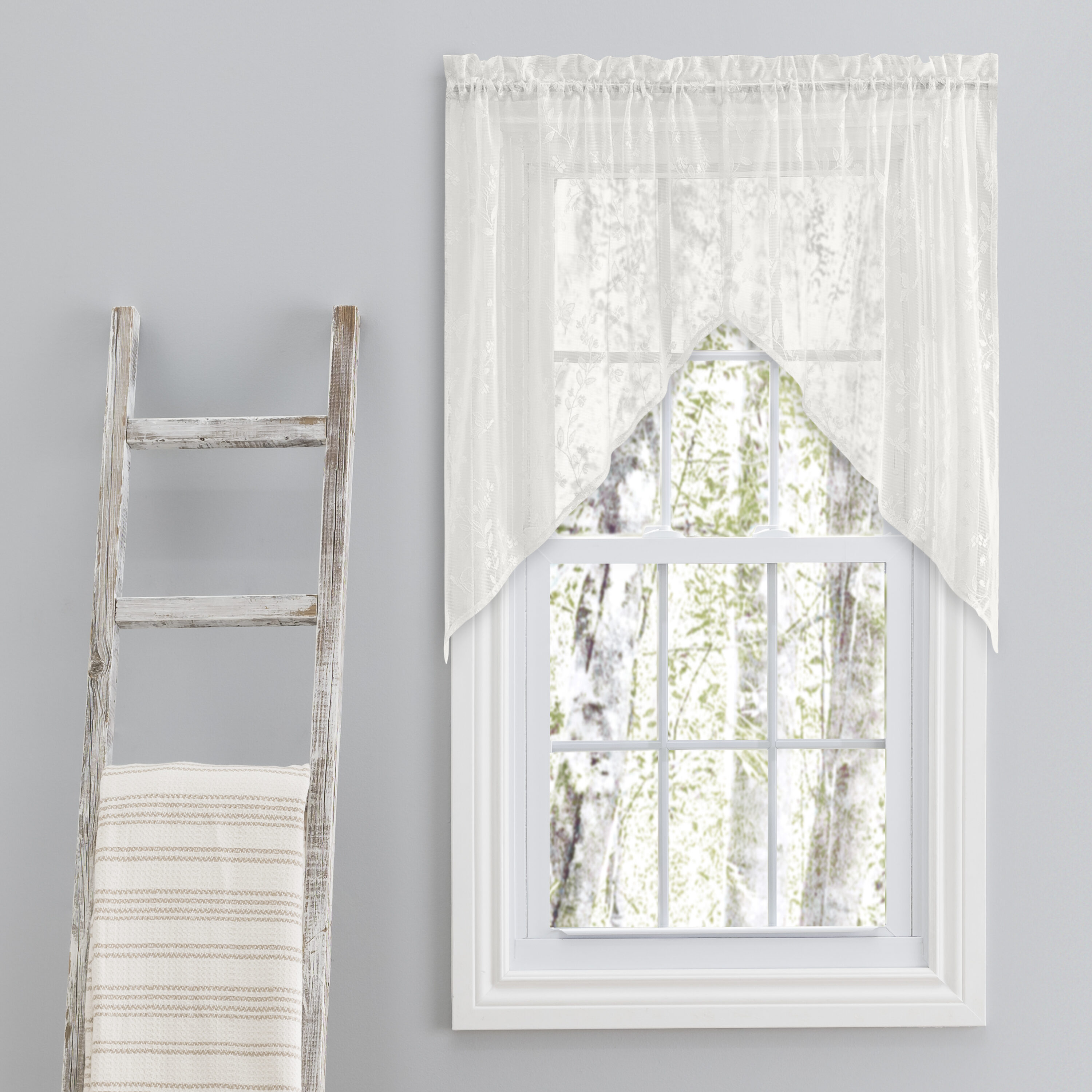 Ricardo Trading 02780-08-036-02 36-in Natural Semi-sheer Rod pocket Curtain panel pair