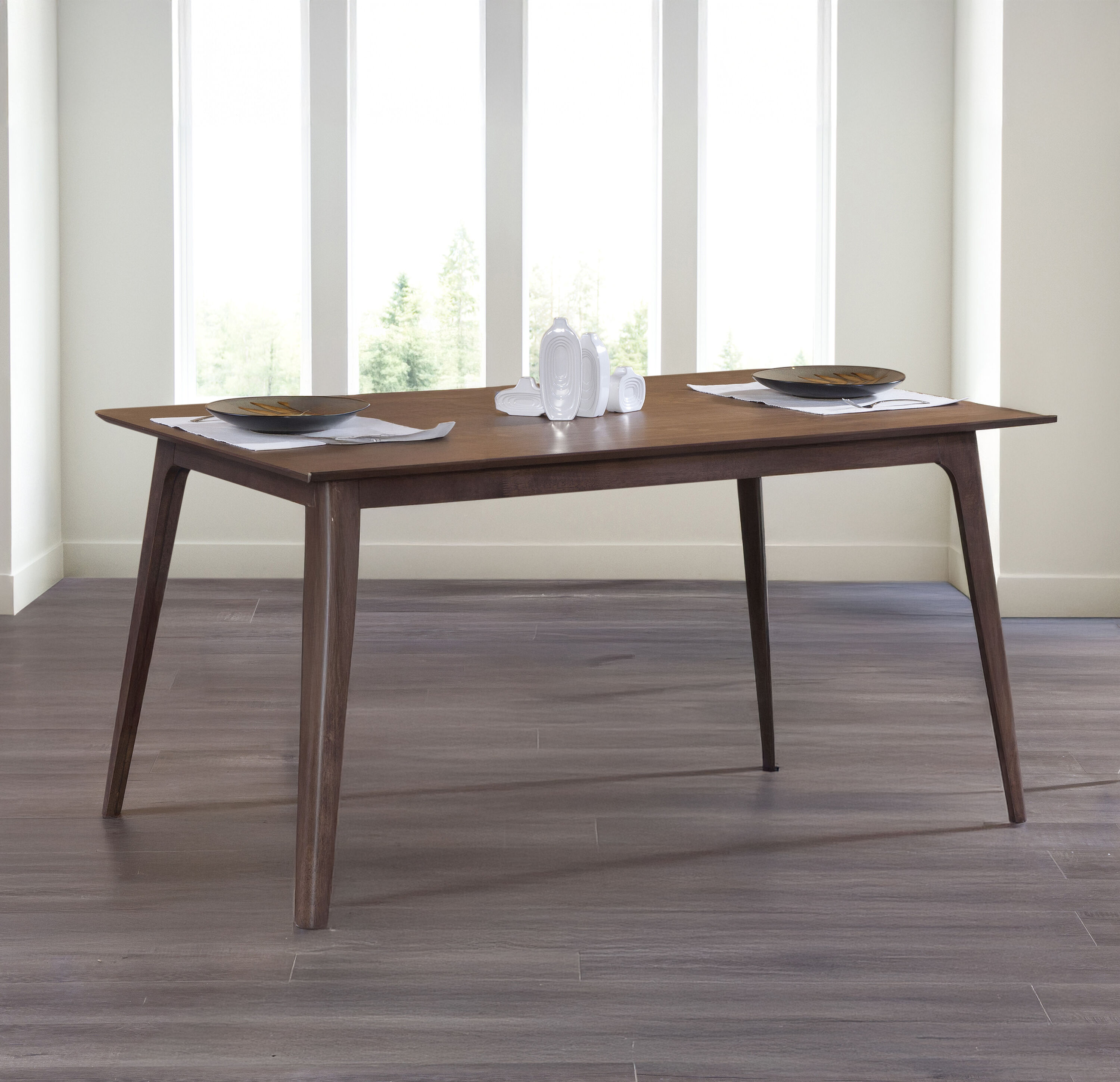 New Classic Furniture D1651-11 Oscar Walnut Contemporary/Modern Dining Table, Wood with Walnut Wood 59.1-in L x 29.5-in H