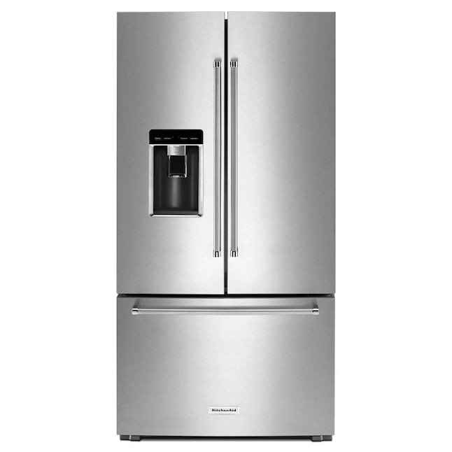 French Door Refrigerator With Ice Maker, Industrial Pipe Shelves Kitchenaid Refrigerator