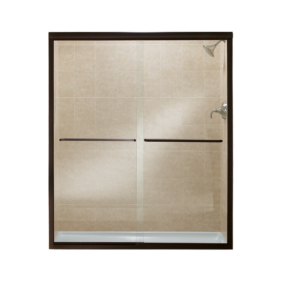 Sterling 5475-59DR-G05 Finesse Deep Bronze 54-in to 59-in W x 69.75-in H Frameless Sliding Shower door 1/4-in Thick Clear Glass