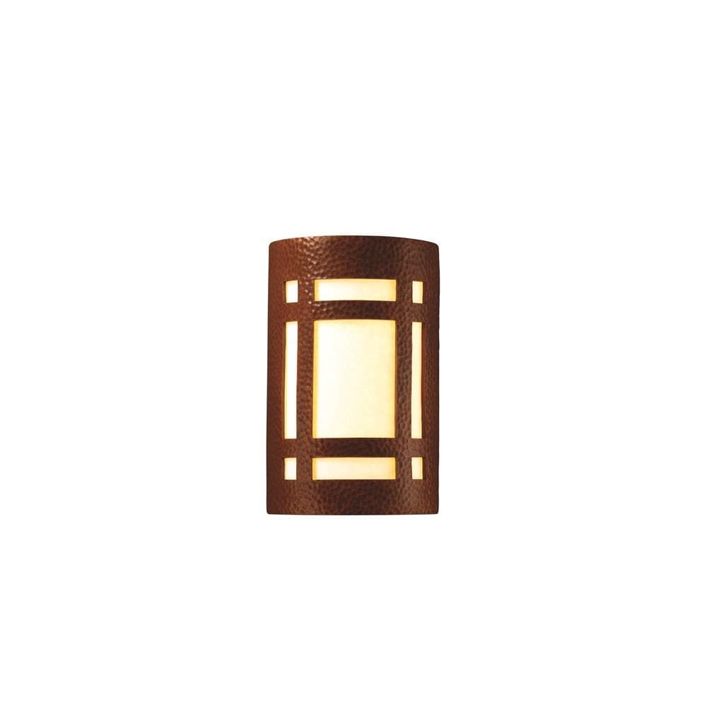 Justice Design Group CER-5485-HMCP Ambiance 5.75-in W 1 -Light Copper Transitional Wall Sconce