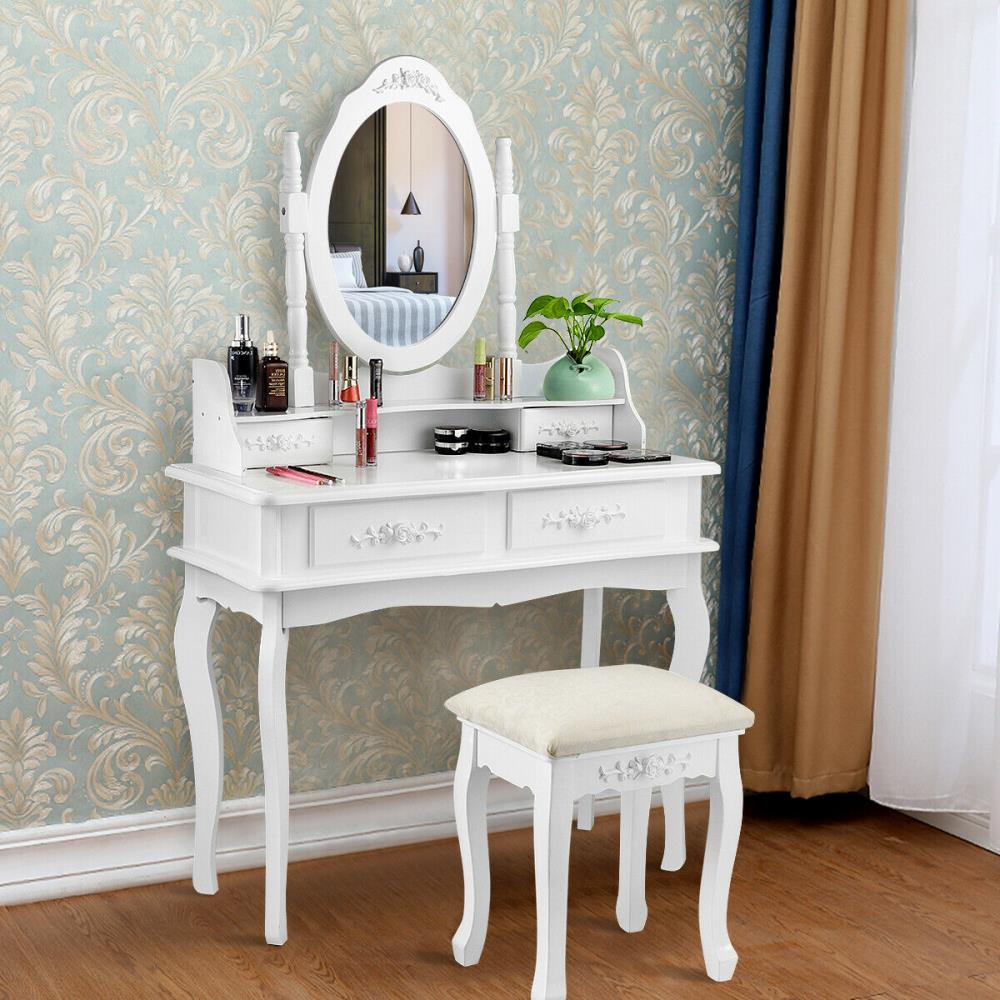 Goplus 14-in White Makeup Vanity in the Makeup Vanities department at ...