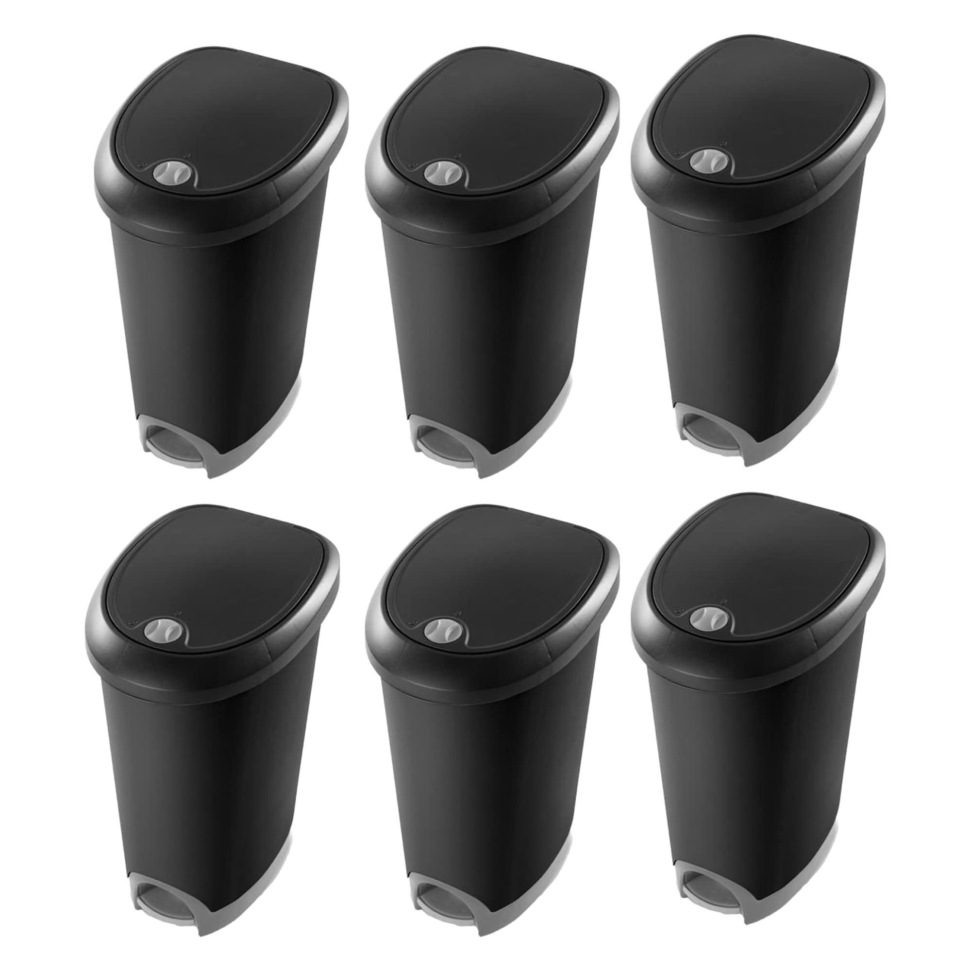 Sterilite 100741 Black - 6 Pack Plastic Wastebasket
