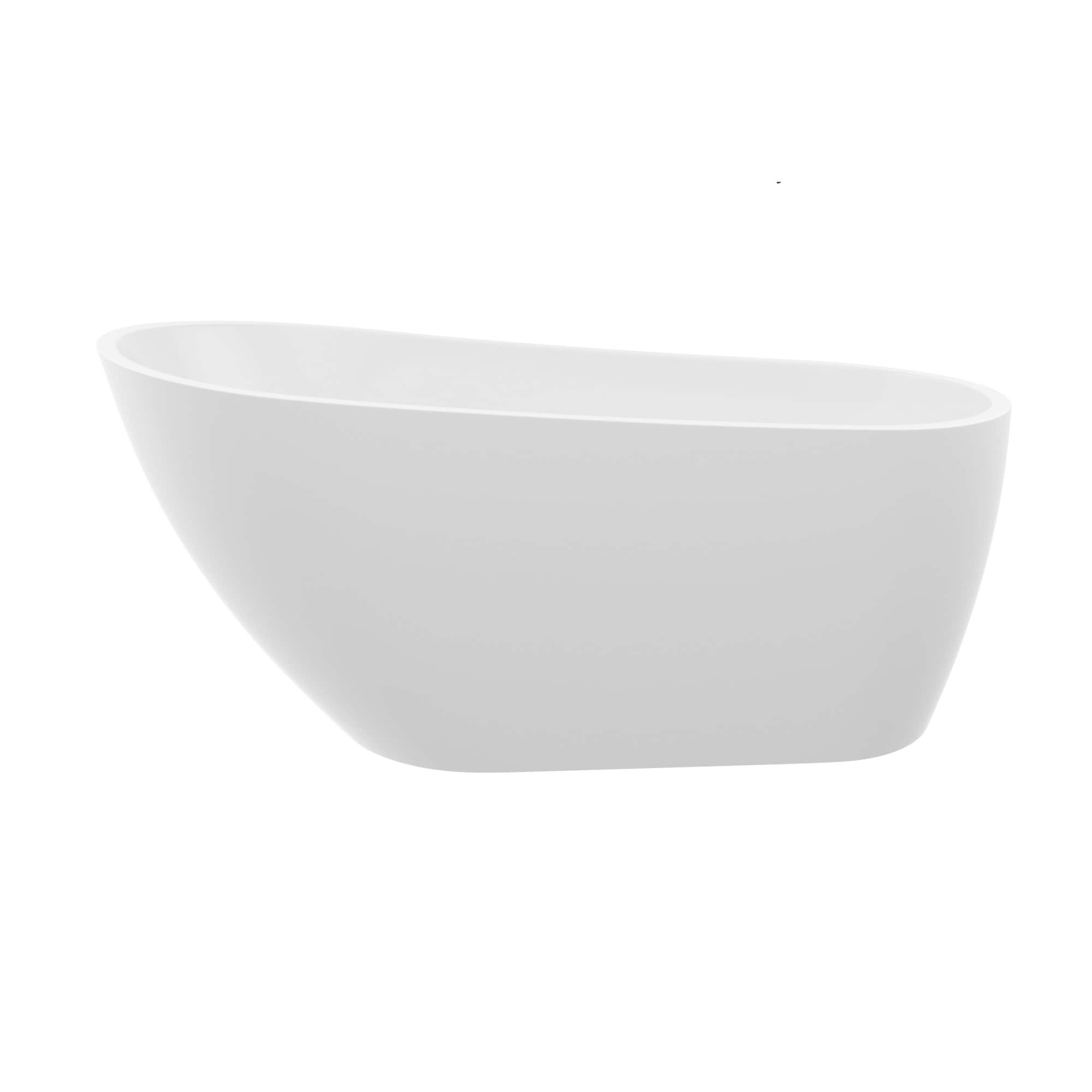 CASAINC CA-BT-67102 29.5-in x 59-in Gloss White Acrylic Oval Freestanding Soaking Bathtub with Drain ( Reversible Drain )