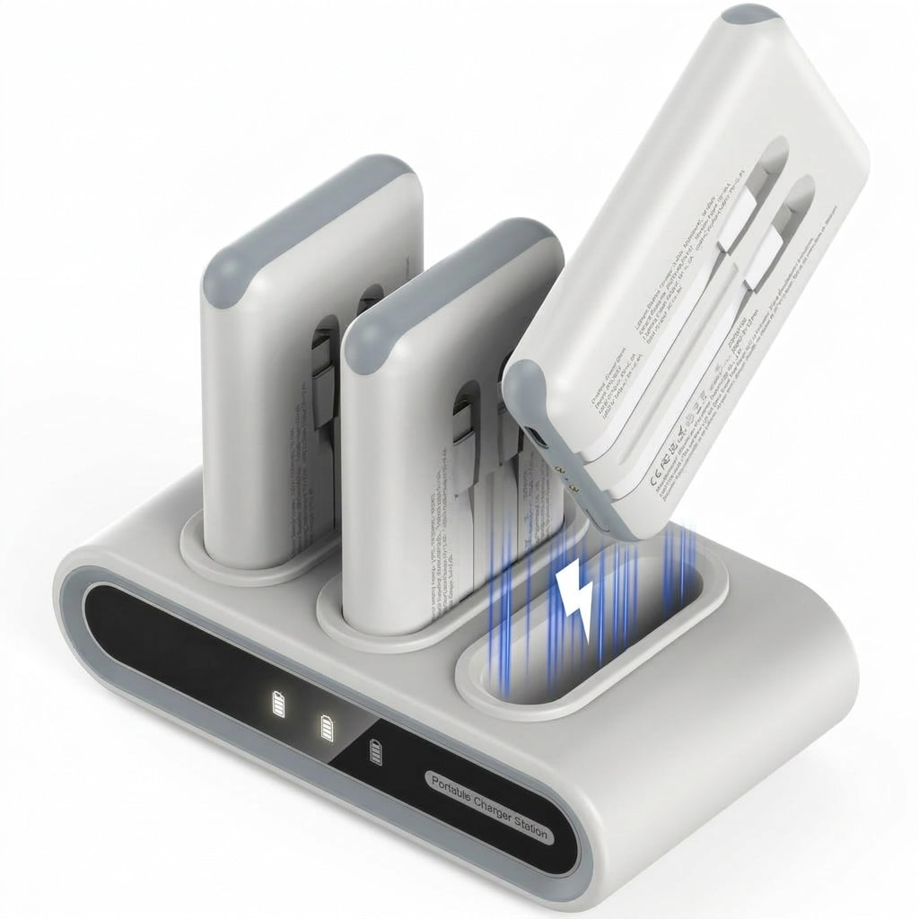 Oyezvary 3 Pack 10000mAh Slim Portable Charger Charging Station Set Charges 9 Devices Includes 180 DIY Stickers Dock USB C IOS Cables 4.3x2.6x0.7 in #LOZ0429F18