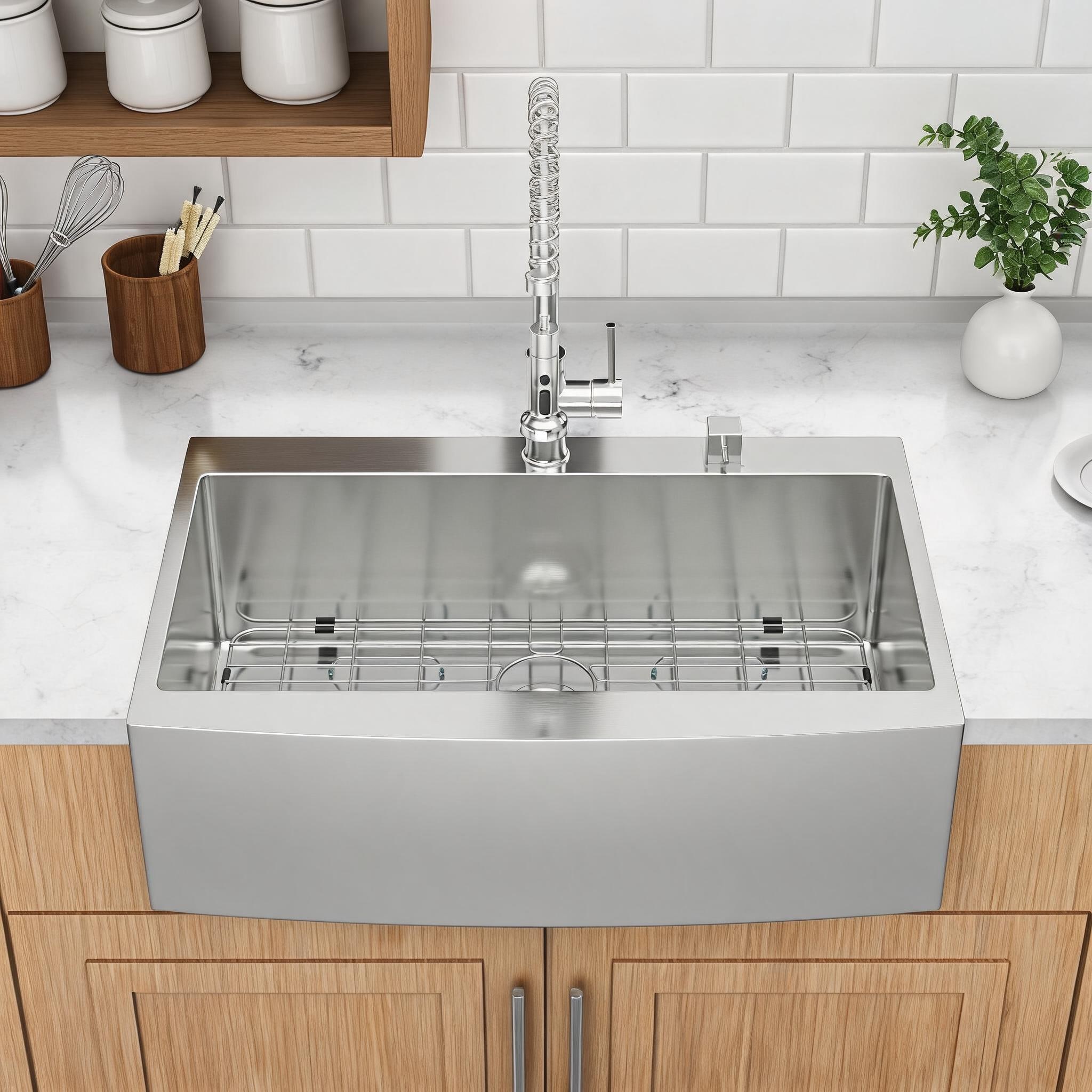 Watnature 33 times 22 times 10 Inch Farmhouse Apron Front Topmount Kitchen Sink 16-Gauge Stainless Steel #8JI27LRAOLZ3