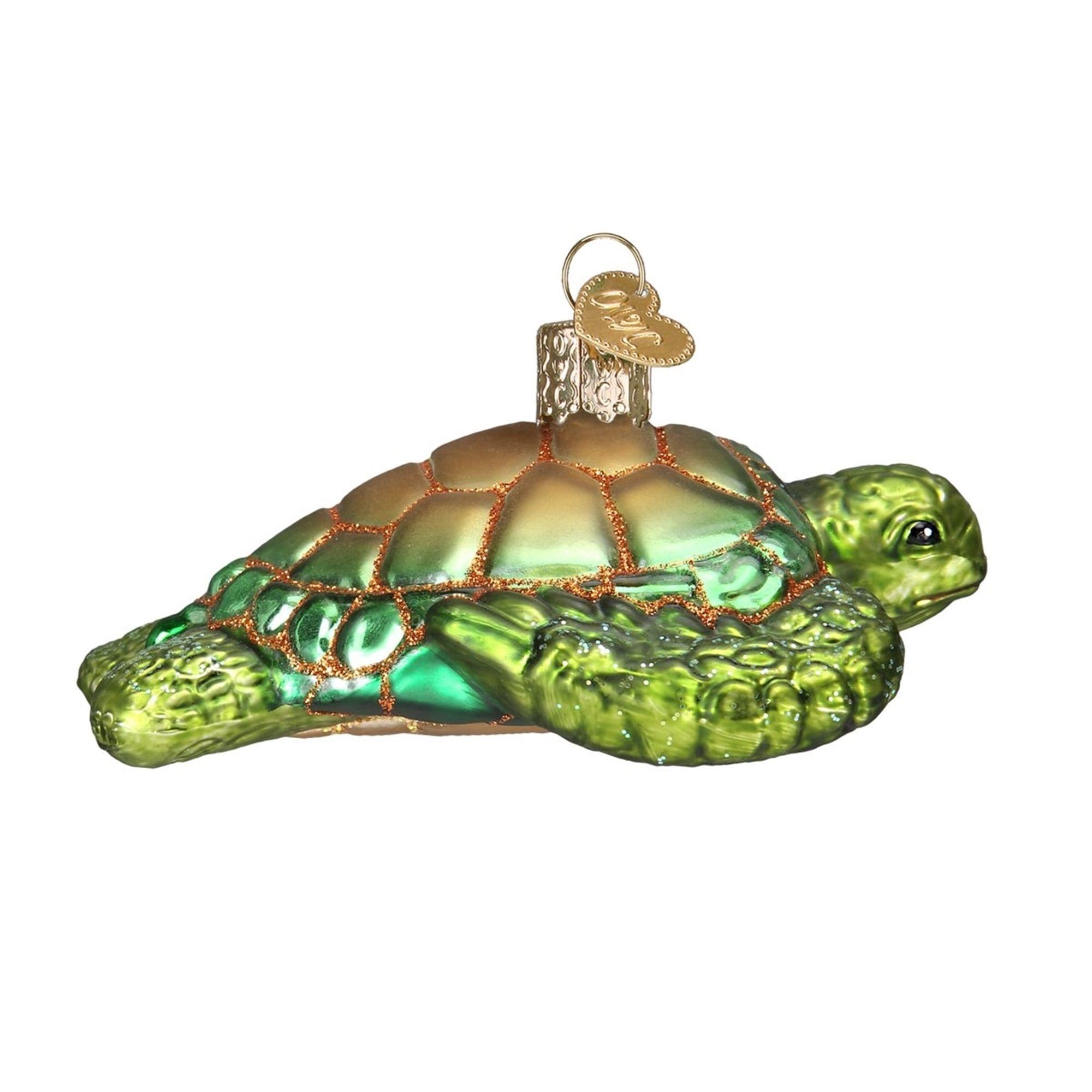 Old World Christmas 729343121677 Glass Blown Ornament - Green Sea Turtle