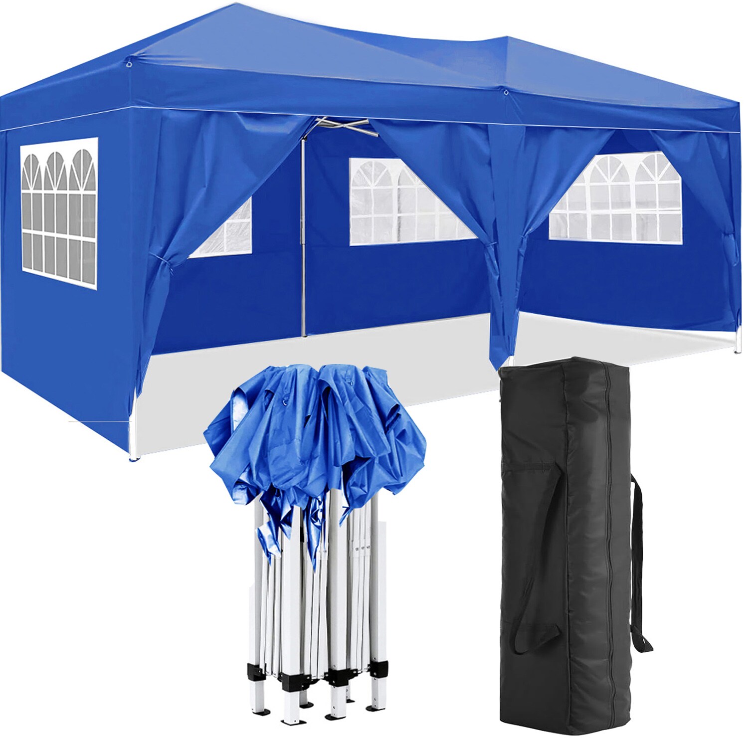 Siavonce XH91604 20-ft x 10-ft Rectangle Blue Pop-up canopy