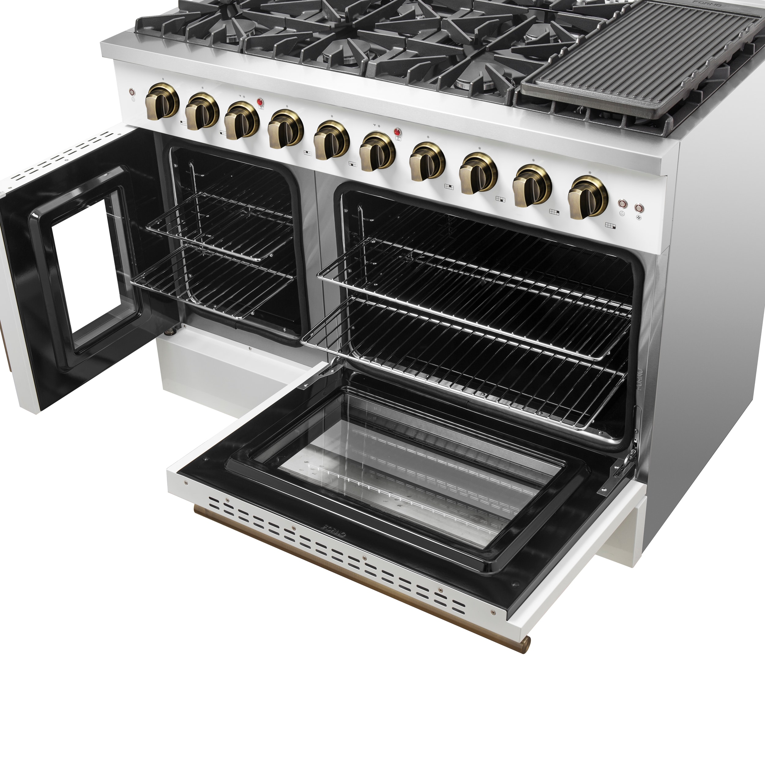 FORNO FFSGS6444-48WHT Double-Oven-Gas-Ranges - View #9