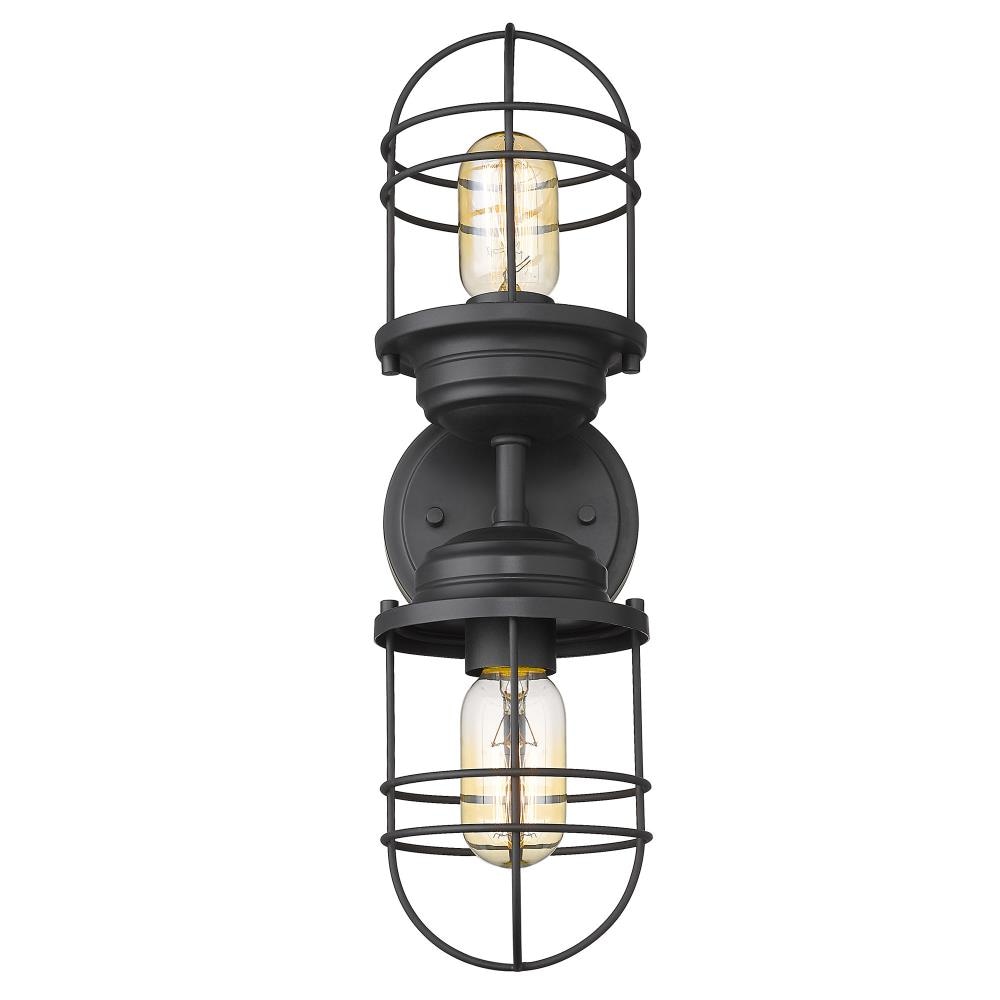Matte Black Industrial Double Cage Wall Sconce