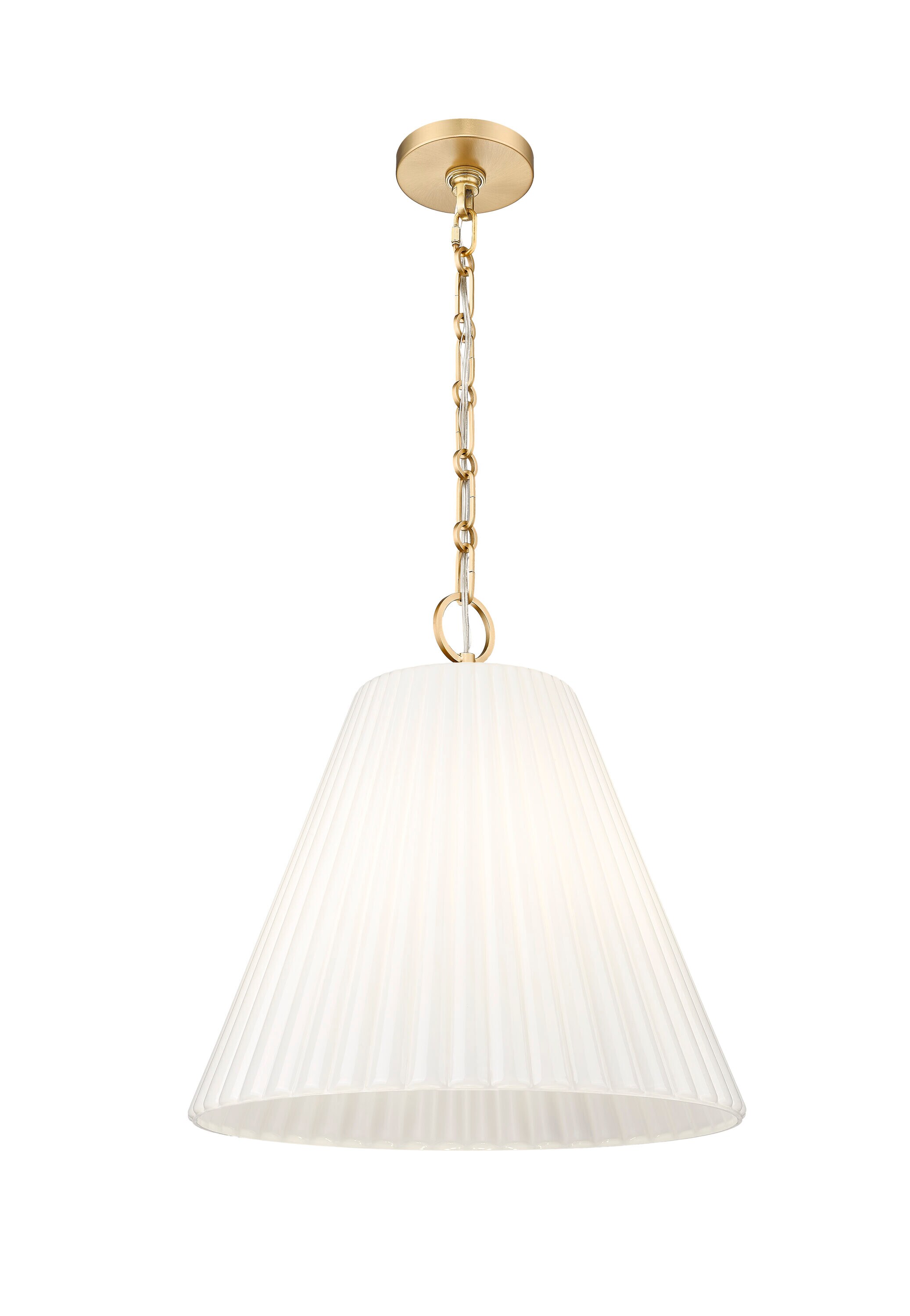 Modern Gold 18" Glass and Steel 3-Light Pendant