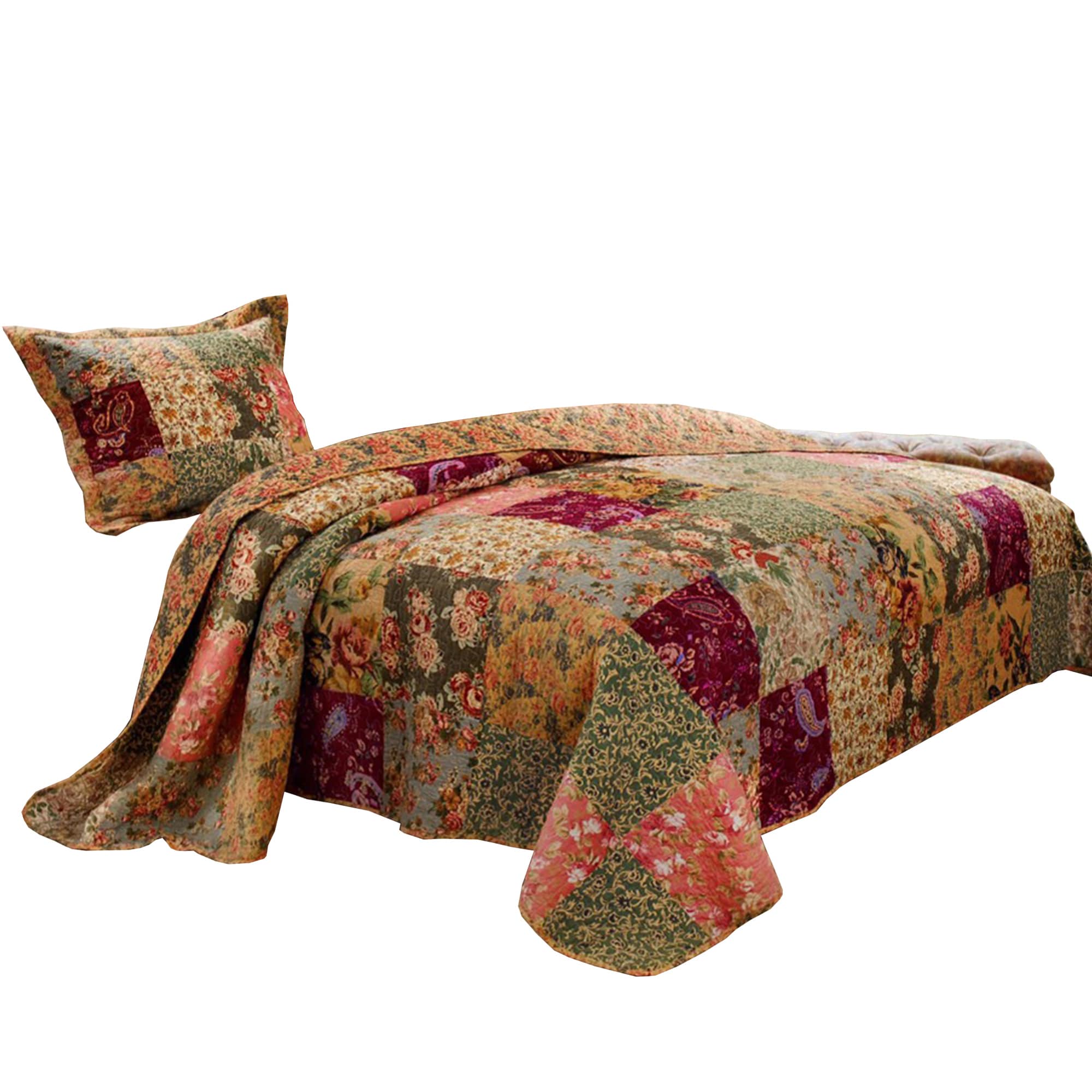 Benzara BM14922 2 -Piece Multicolor Twin Quilt Set