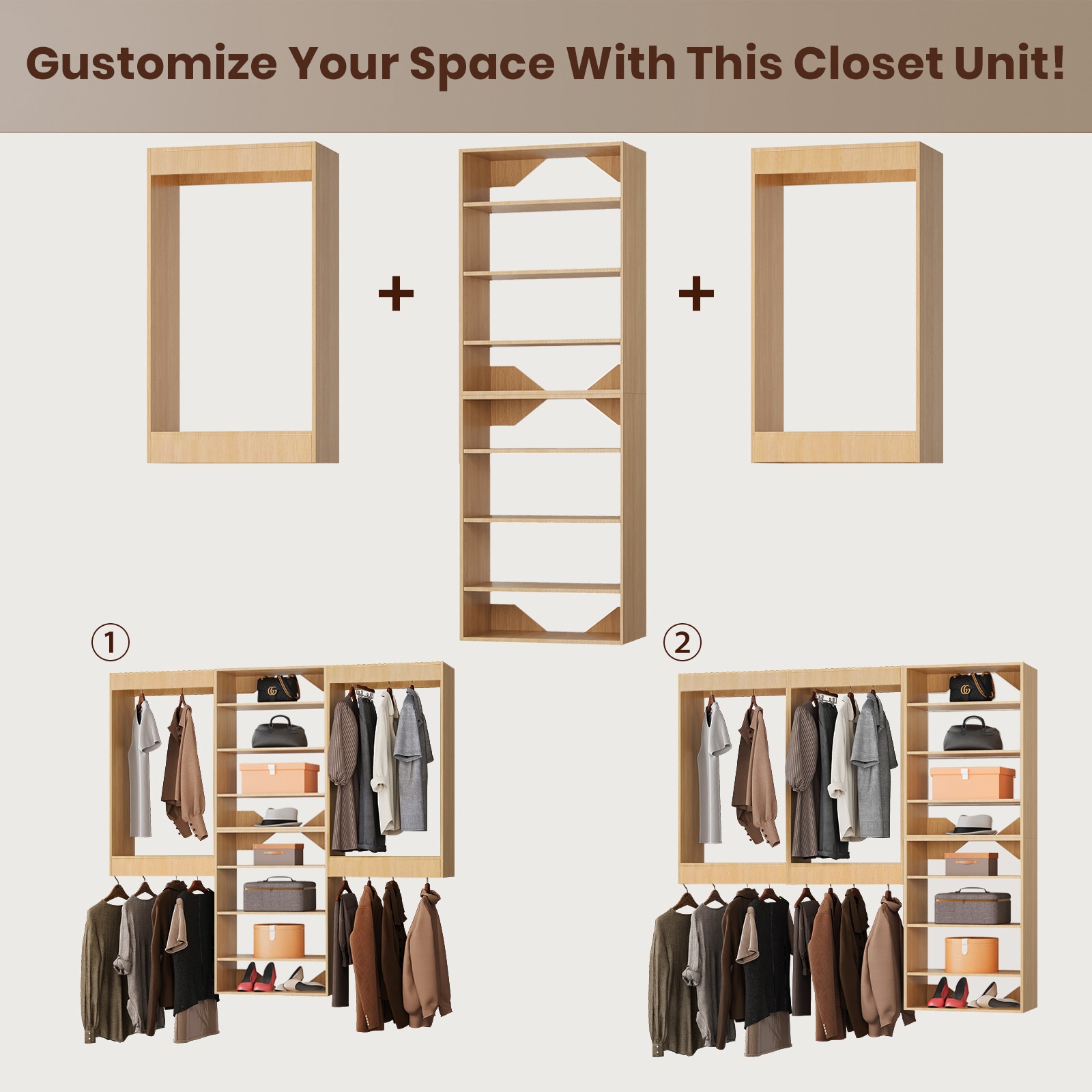 LOVMOR LO-MODEL5-19-ZJL Wood-Closet-Shelves - View #7