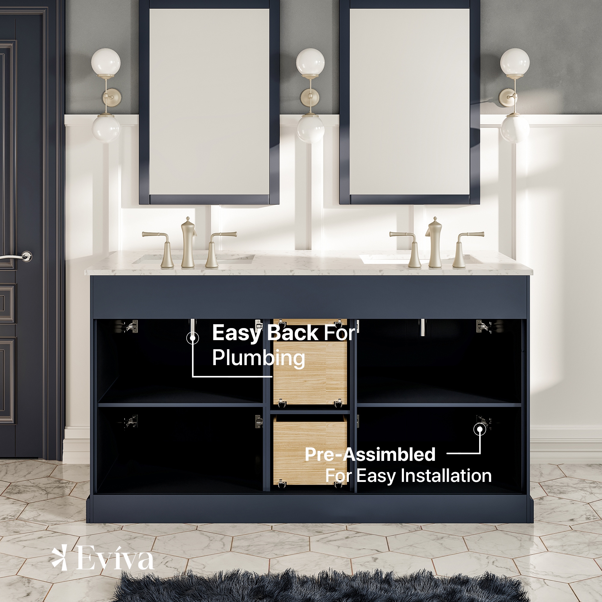 Eviva EVVN666-60CGR Bath-Vanity-Combo - View #6