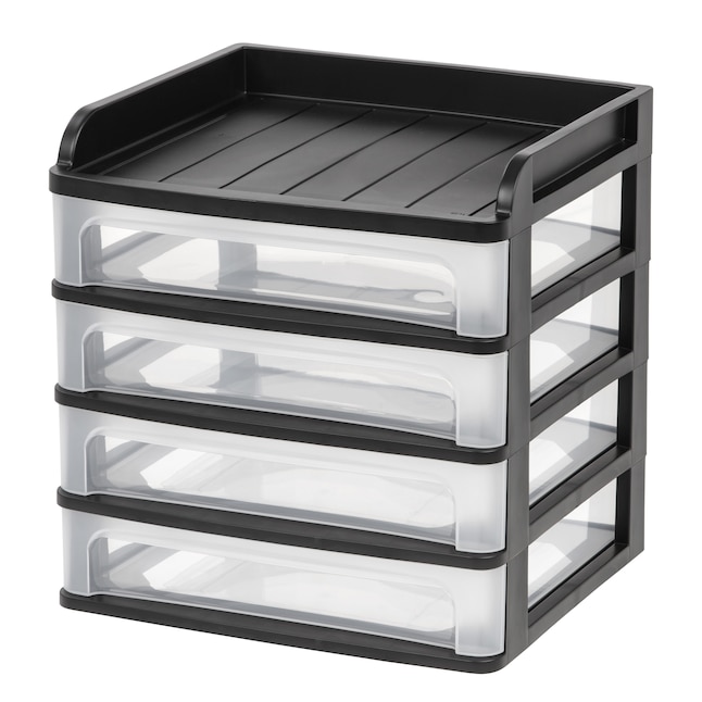 IRIS 4-Drawers Black Plastic Storage Drawer 14.13-in H x 14.25-in