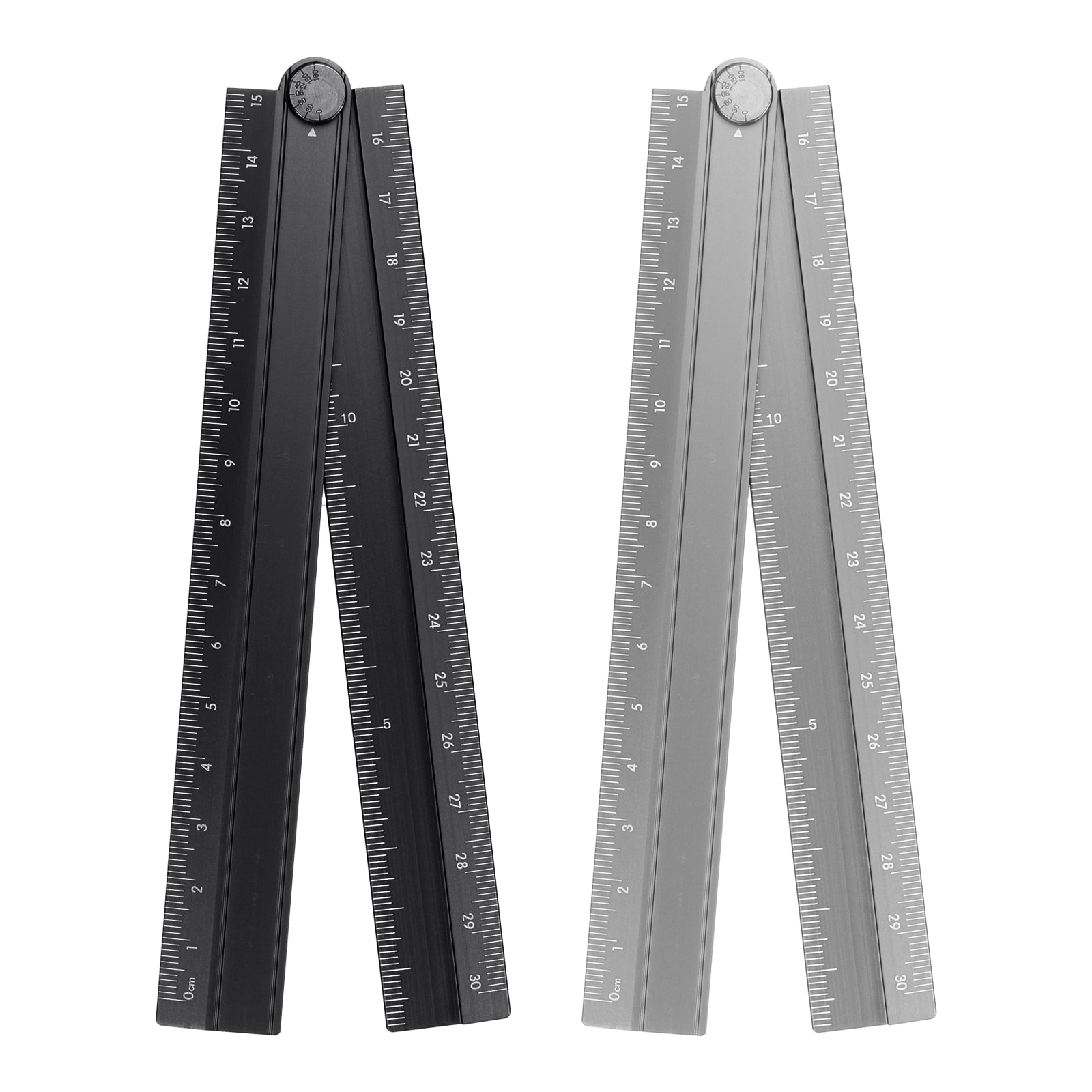 Harfington 2pcs Folding Straight Rulers 30cm Metric Aluminum Alloy Protractor Foldable Ruler Geometric Measuring Tool with Angle Line for Architects Artists Office 2 Colors #S26051800UX5580