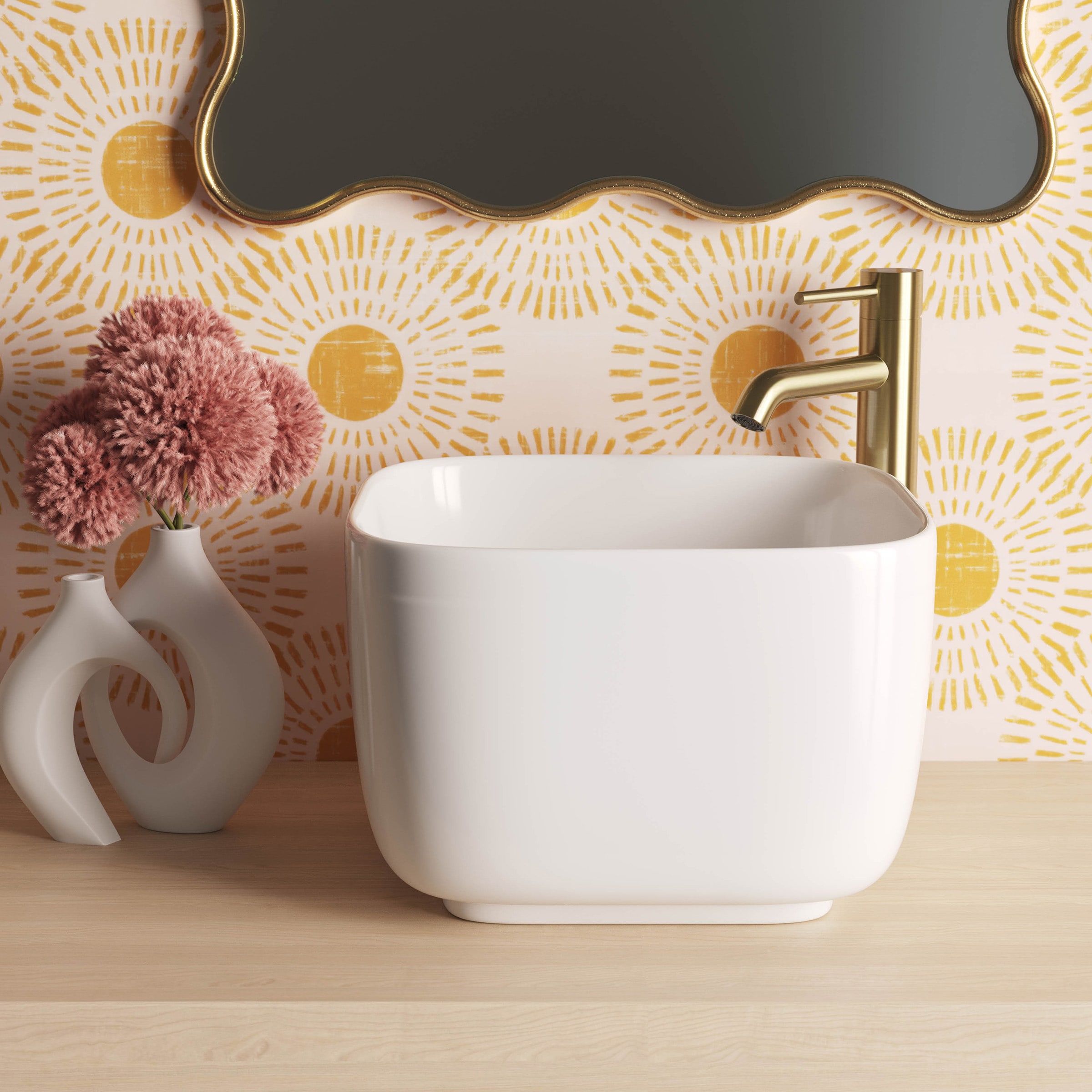 Charme 14.5" White Ceramic Square Vessel Sink