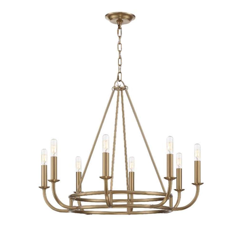 Bailey 8-Light Aged Brass and Crystal Chandelier