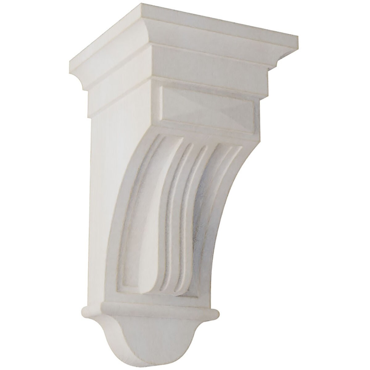 Ekena Millwork CORWD06X06X12RAWH 6.5-in x 6.5-in x 12-in Vintage Decor Finished Rubberwood White Wood Paintable/Stainable Corbel