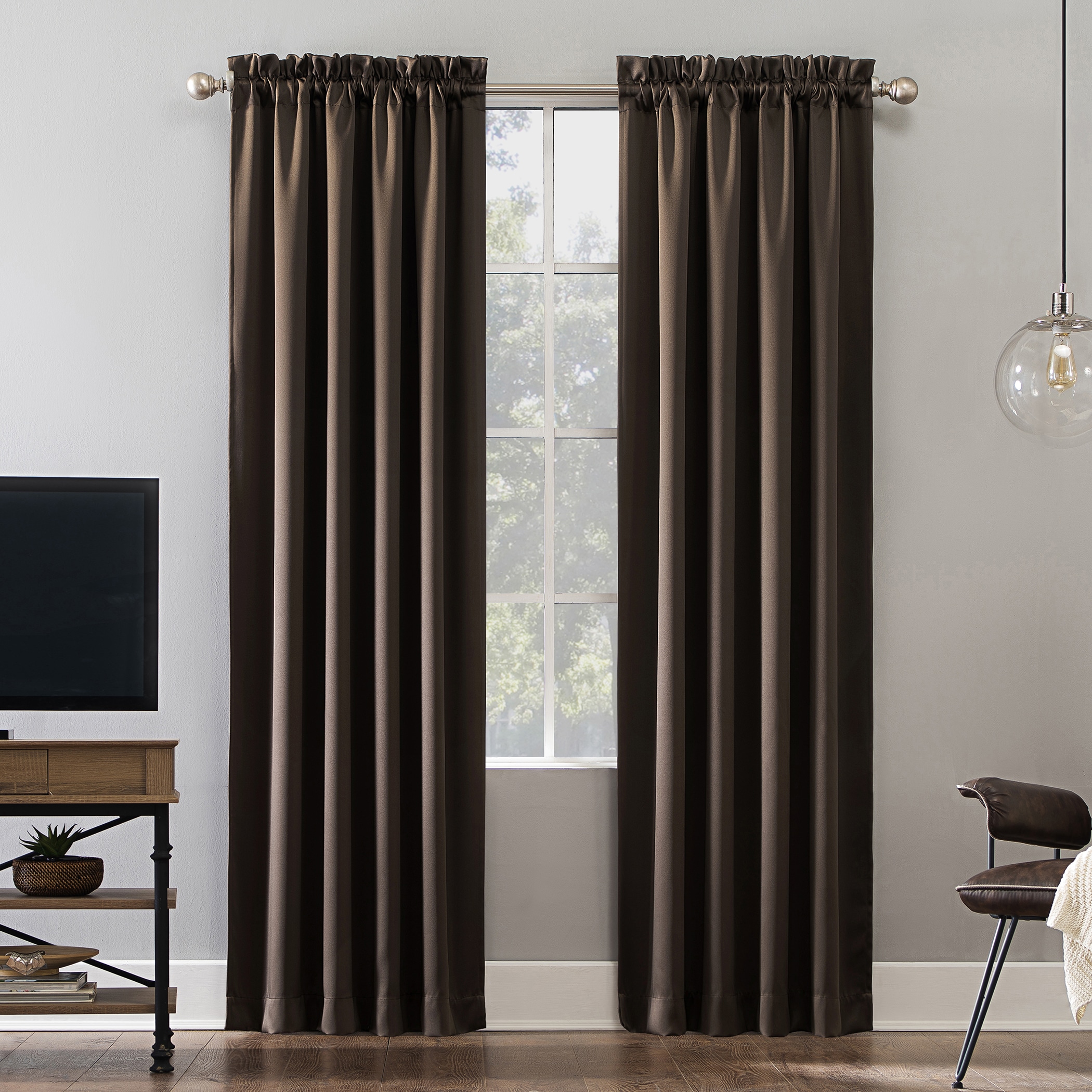 Sun Zero 55380 84-Inches Cocoa Blackout Standard lined Rod pocket Single curtain panel