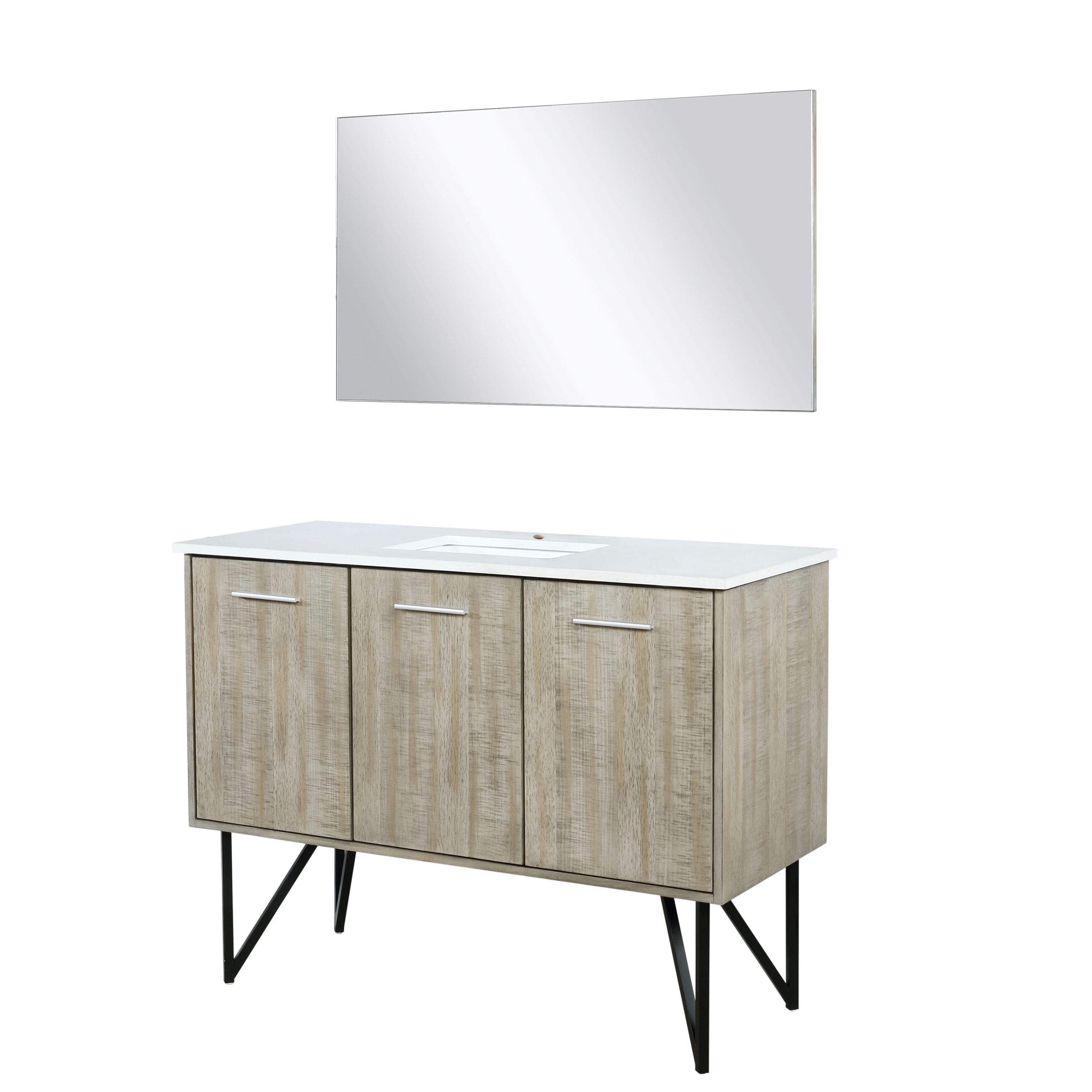 Lancy 48" Rustic Acacia Wood Bathroom Vanity with White Quartz Top