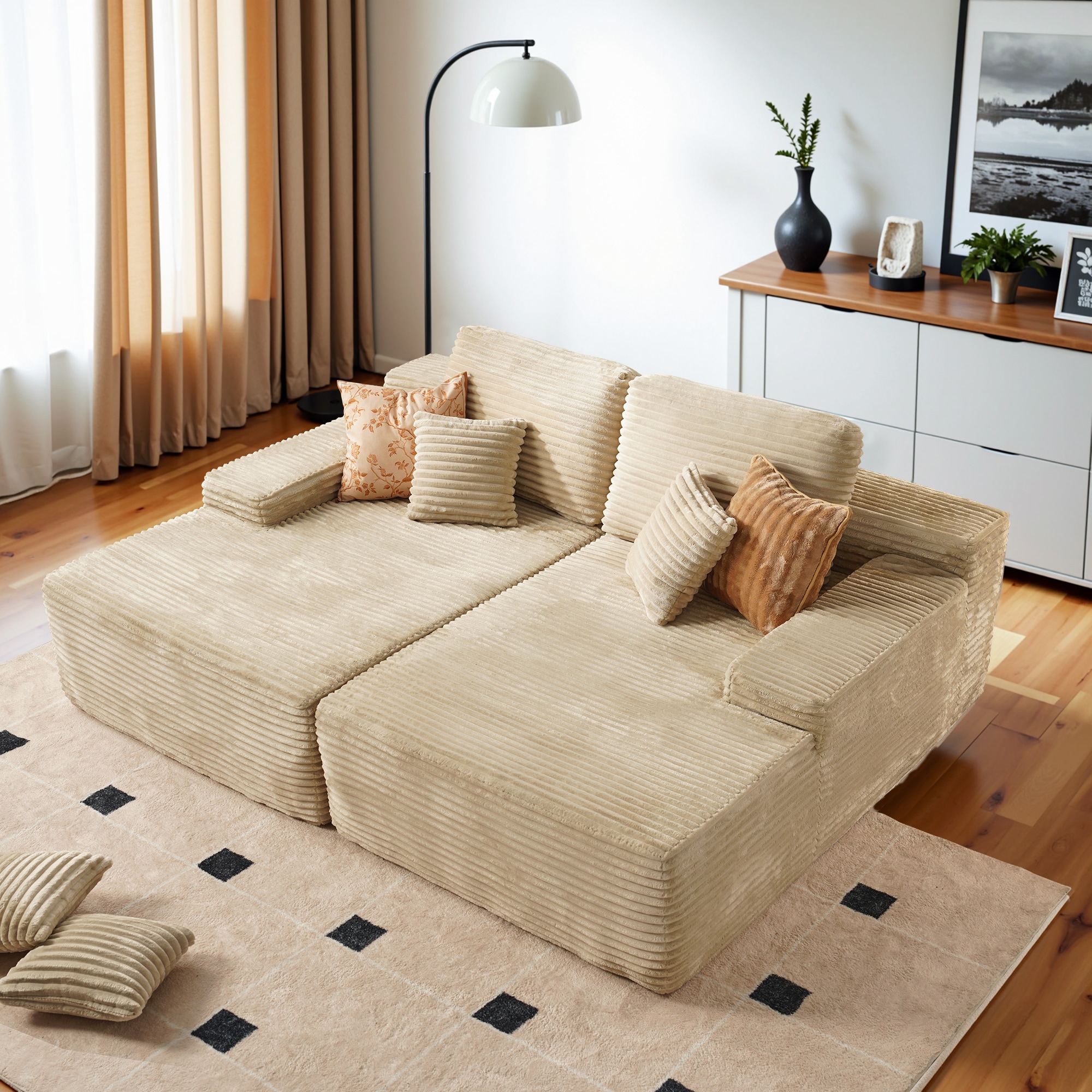 ALTRIGUS 6L-SASA240-AL 81-in Casual Beige Plush 2 -seater Sleeper