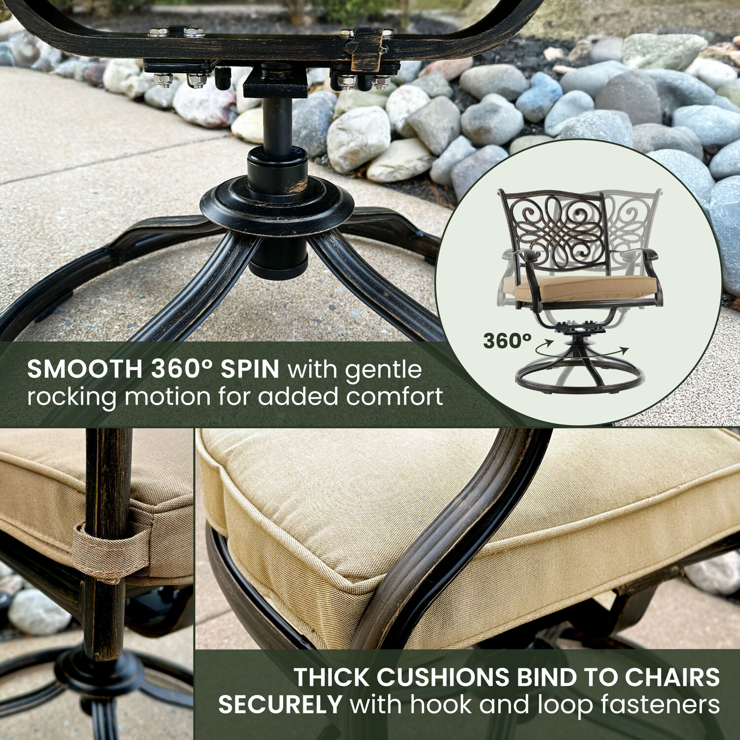 Hanover Traditions 9-Piece Bronze Aluminum Patio Dining Set with Beige Cushions