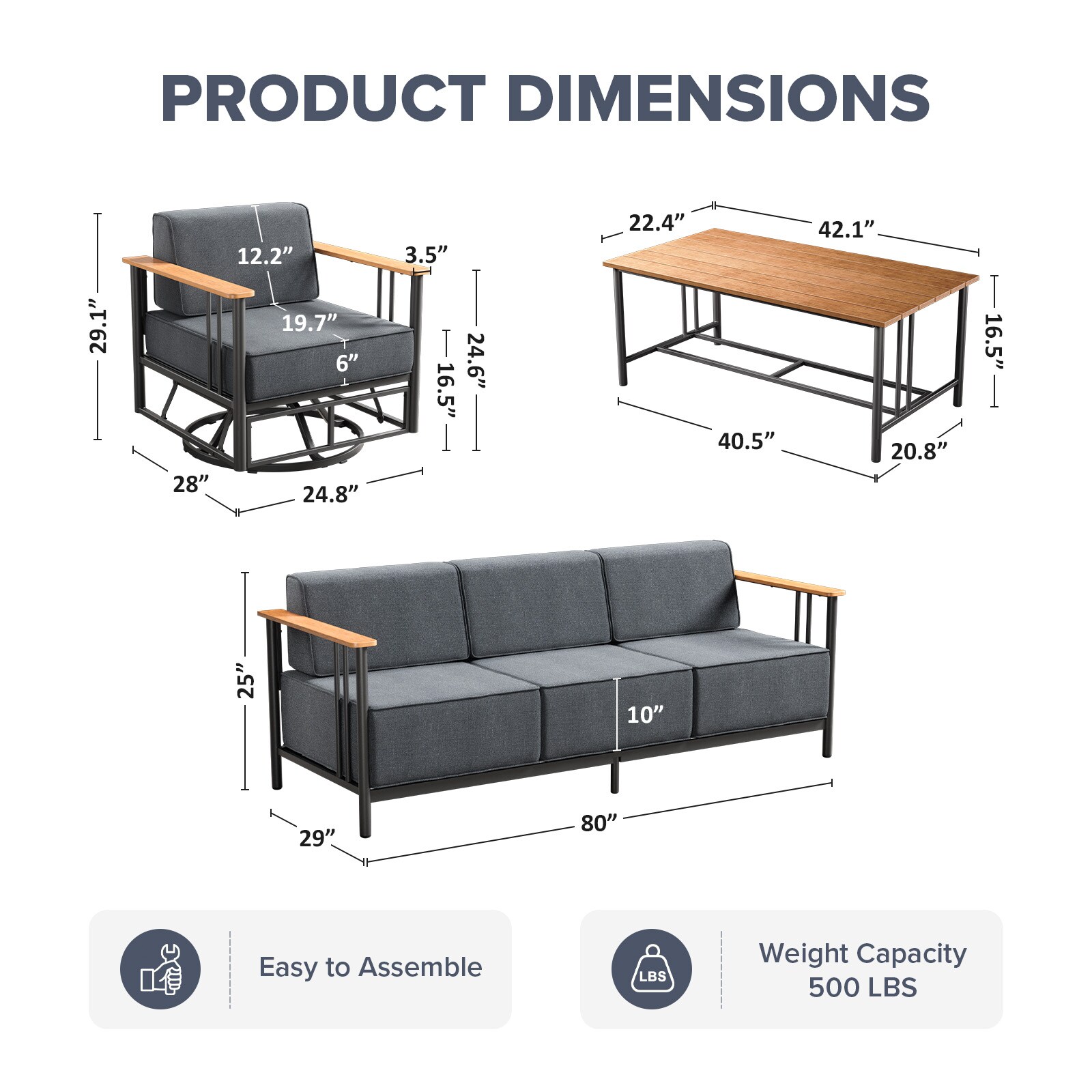 Pocassy PJACBL135020 Patio-Conversation-Sets - View #2
