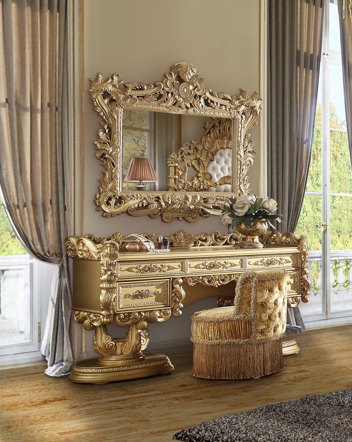 Bernadette Ornate Gold Rococo Wall Mirror